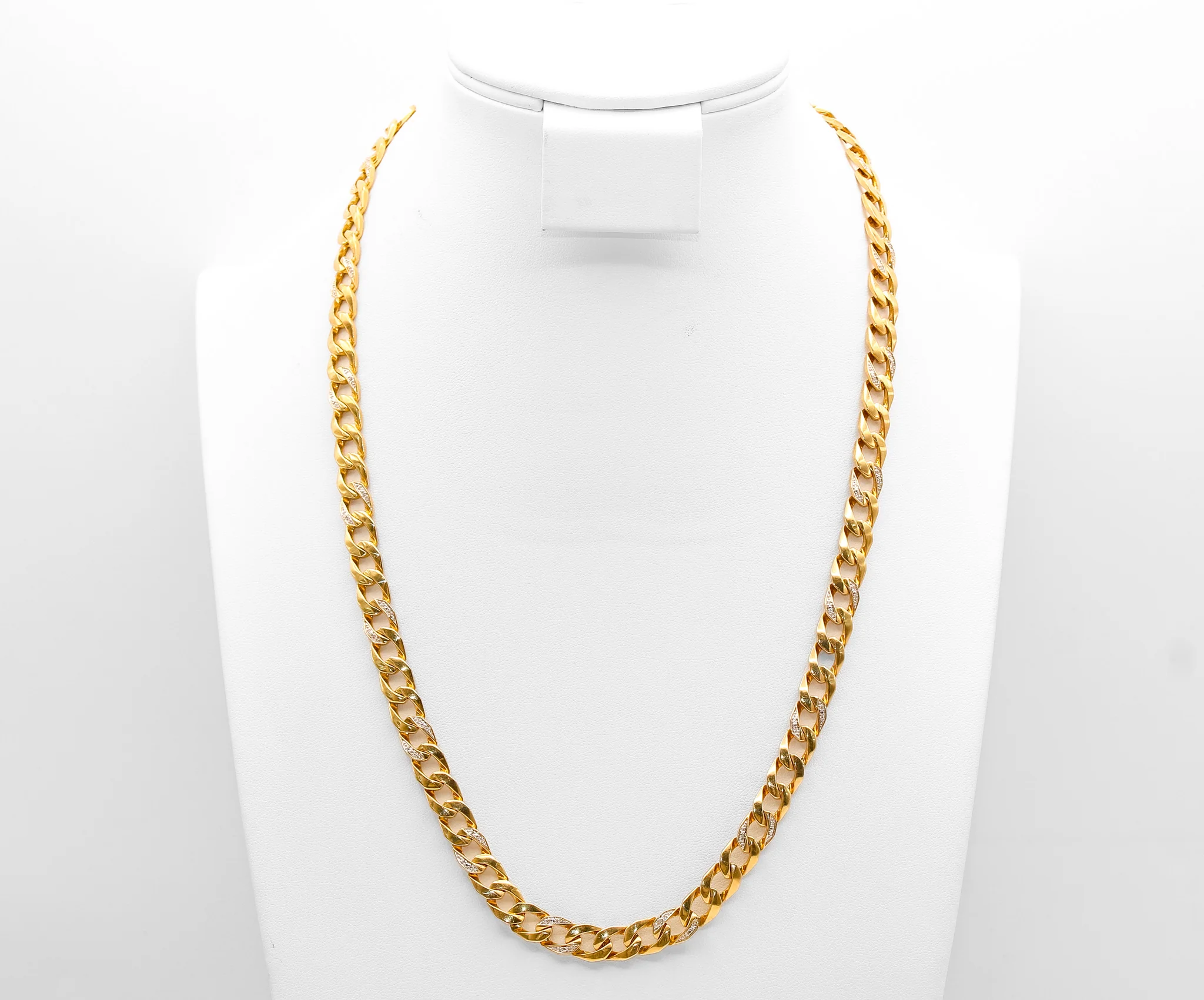 10K Diamond Mens Curb Necklace