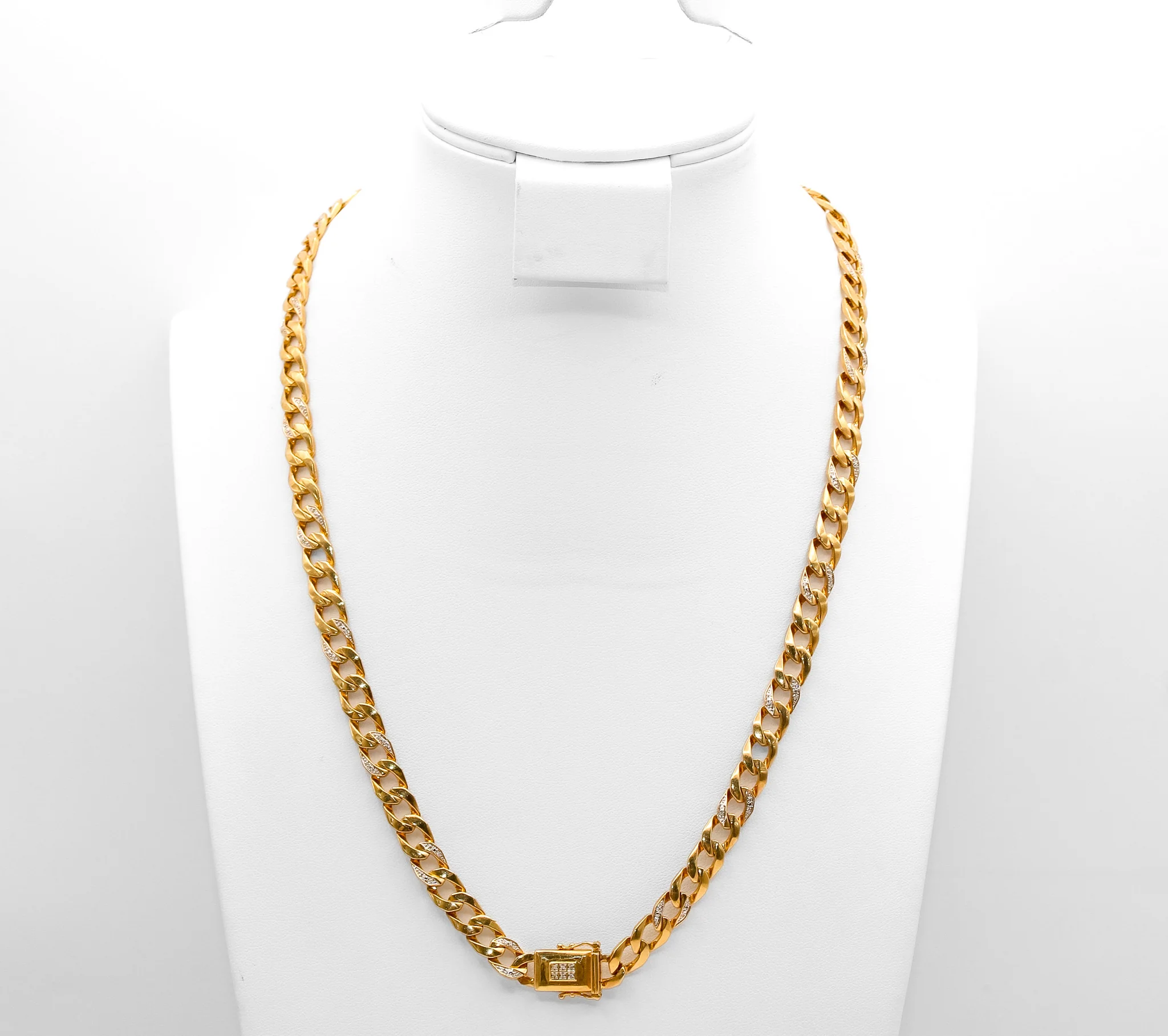 10K Diamond Mens Curb Necklace - Image 2