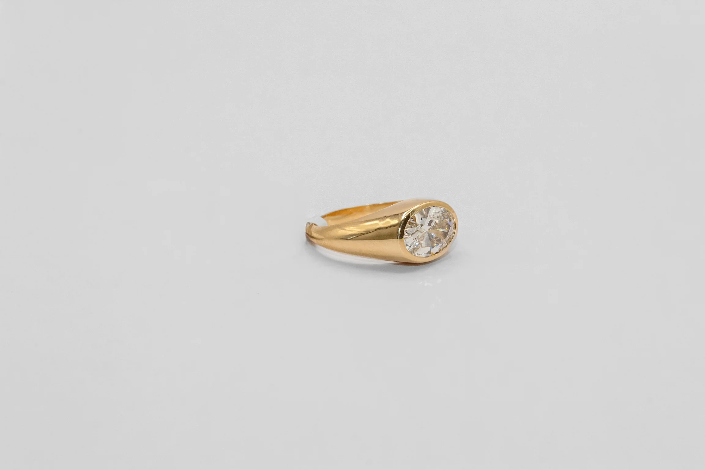 14K Gold 1 Carat Oval Diamond Pinky Ring - Image 2