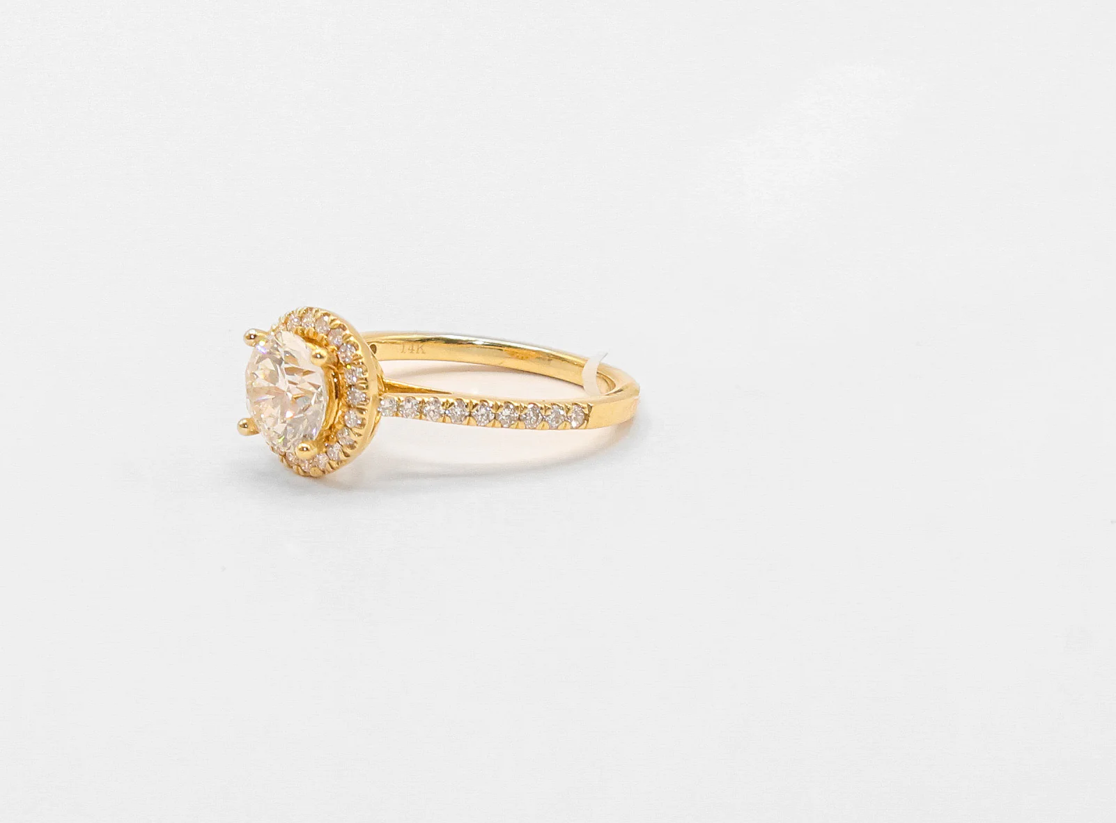 14K Gold 2 Carat Round Diamond Halo Ring - Image 2