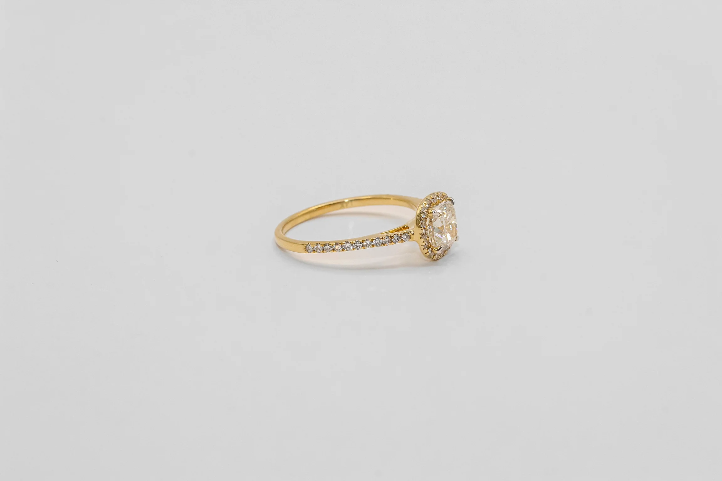 14K Gold Cushion Cut Halo Diamond Ring - Image 2