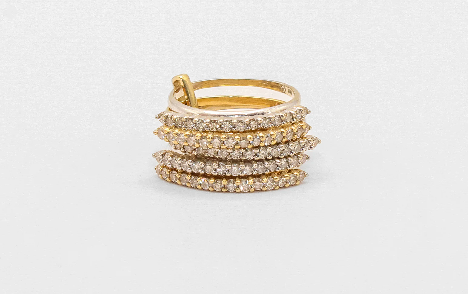14K Gold Diamond Multi Stacked Rings