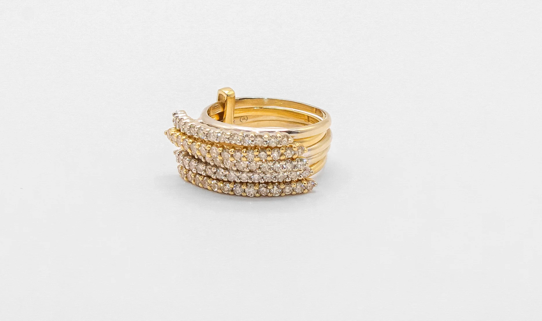 14K Gold Diamond Multi Stacked Rings - Image 2