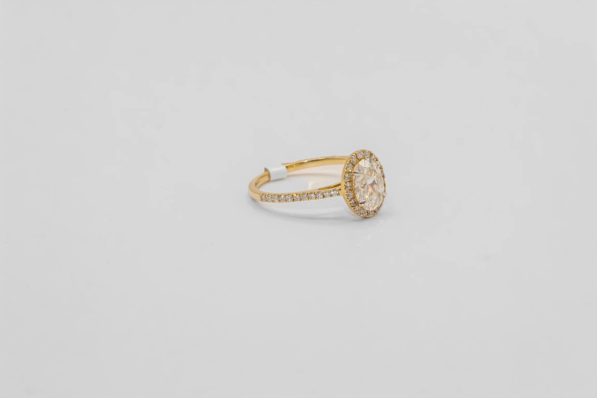 14K Gold Oval Halo Diamond Solitaire Ring - Image 2