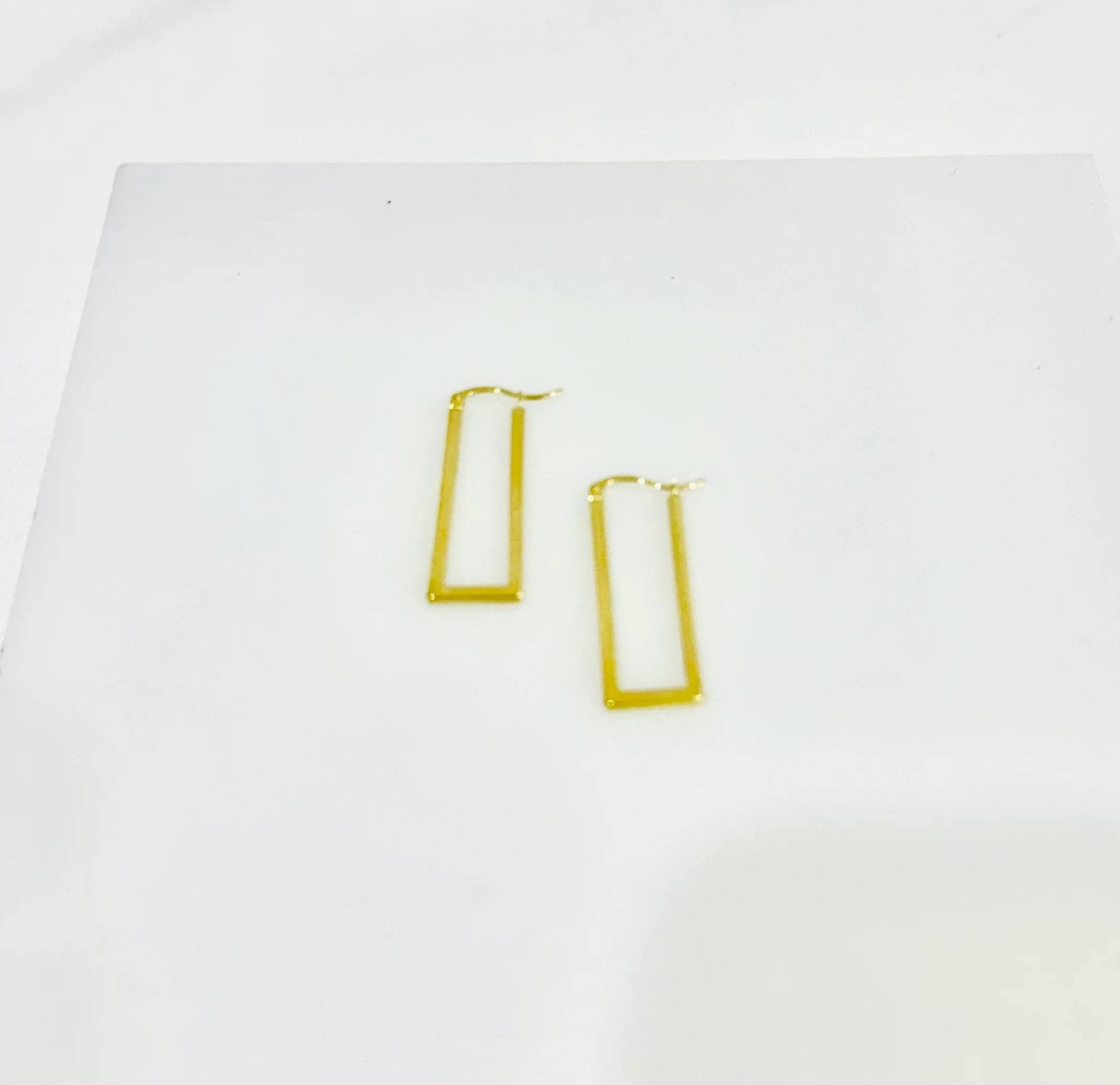14K Gold Rectangle Earrings