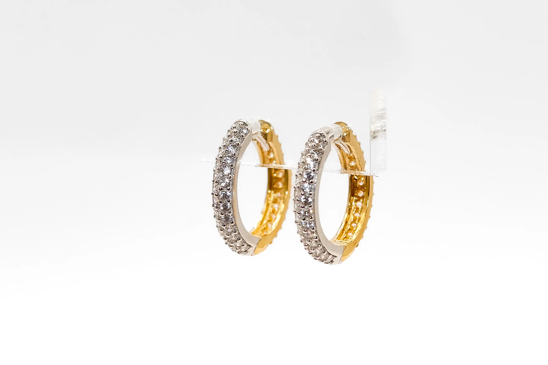 14K Gold Round Small Studded Huggies