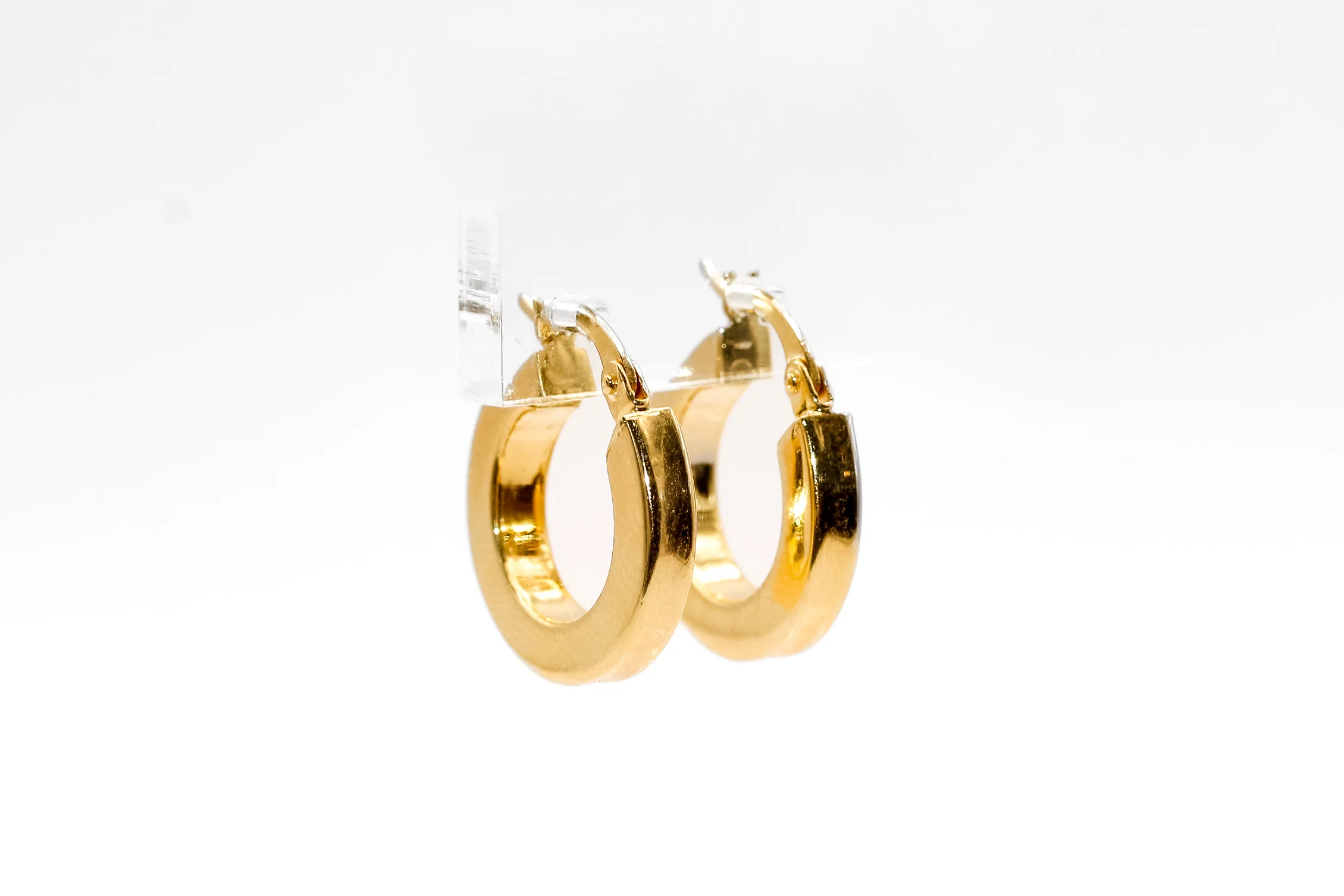 14K Gold Small Flat Hoop Earrings