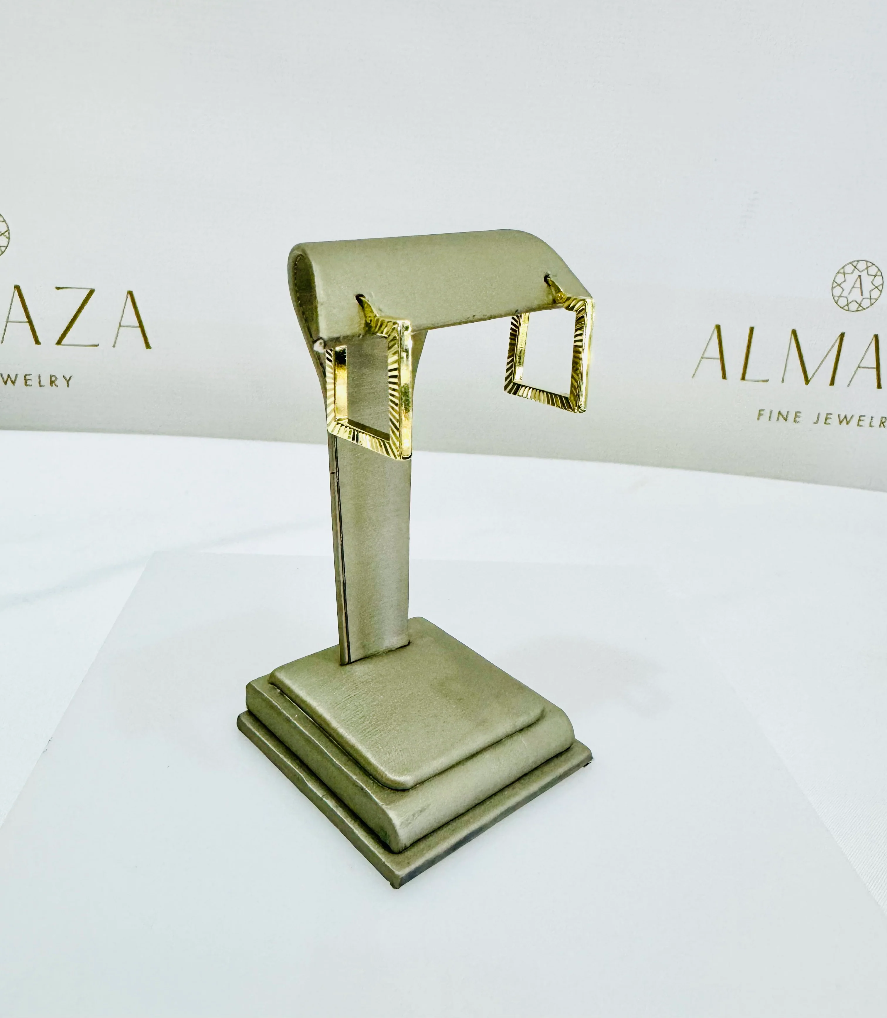 14K Gold Square Earrings - Image 2