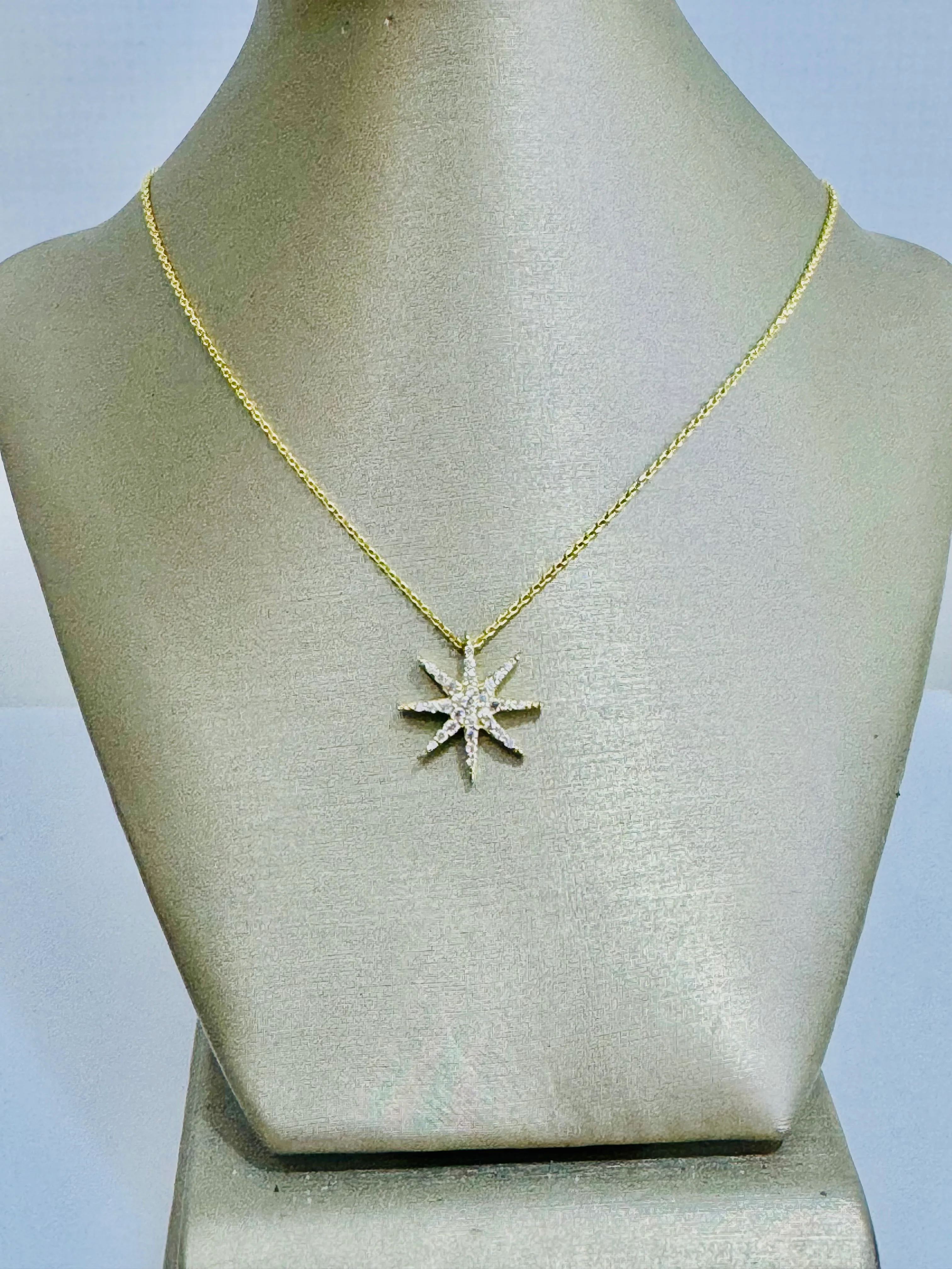 14K Gold Star Burst Necklace