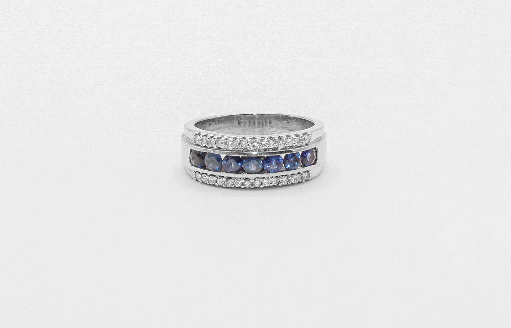 14K White Gold Diamond Sapphire Ring