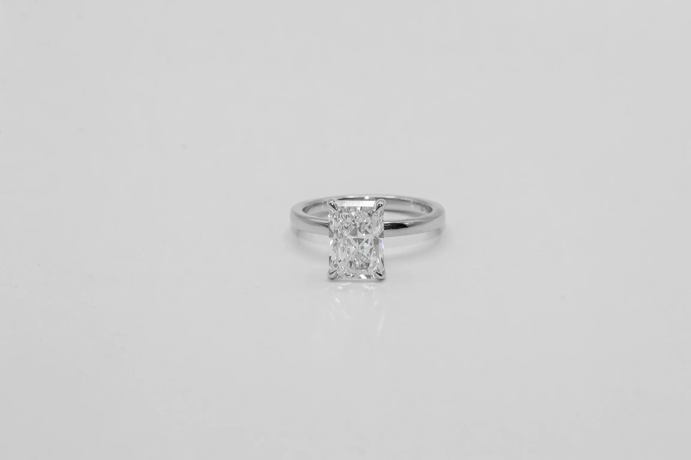 14K White Gold 3.01 Carat Radiant Cut Solitaire Ring
