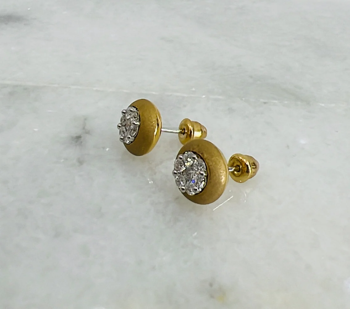 18K Gold .62 Carat Diamond Stud Earrings - Image 2