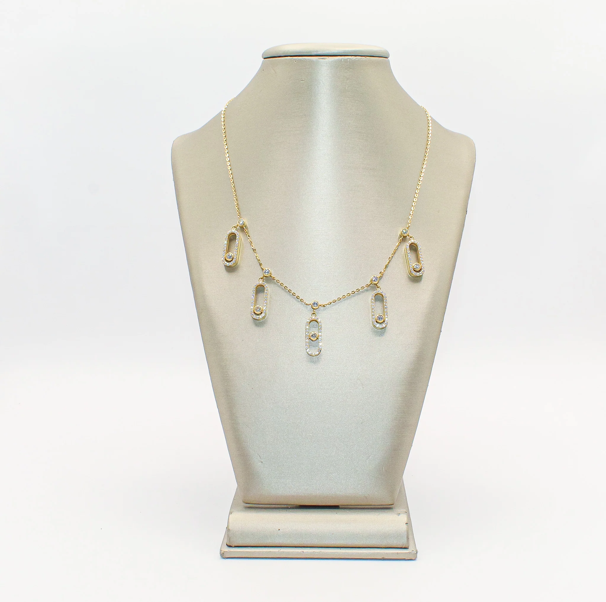 18K Gold Studded Charm Necklace