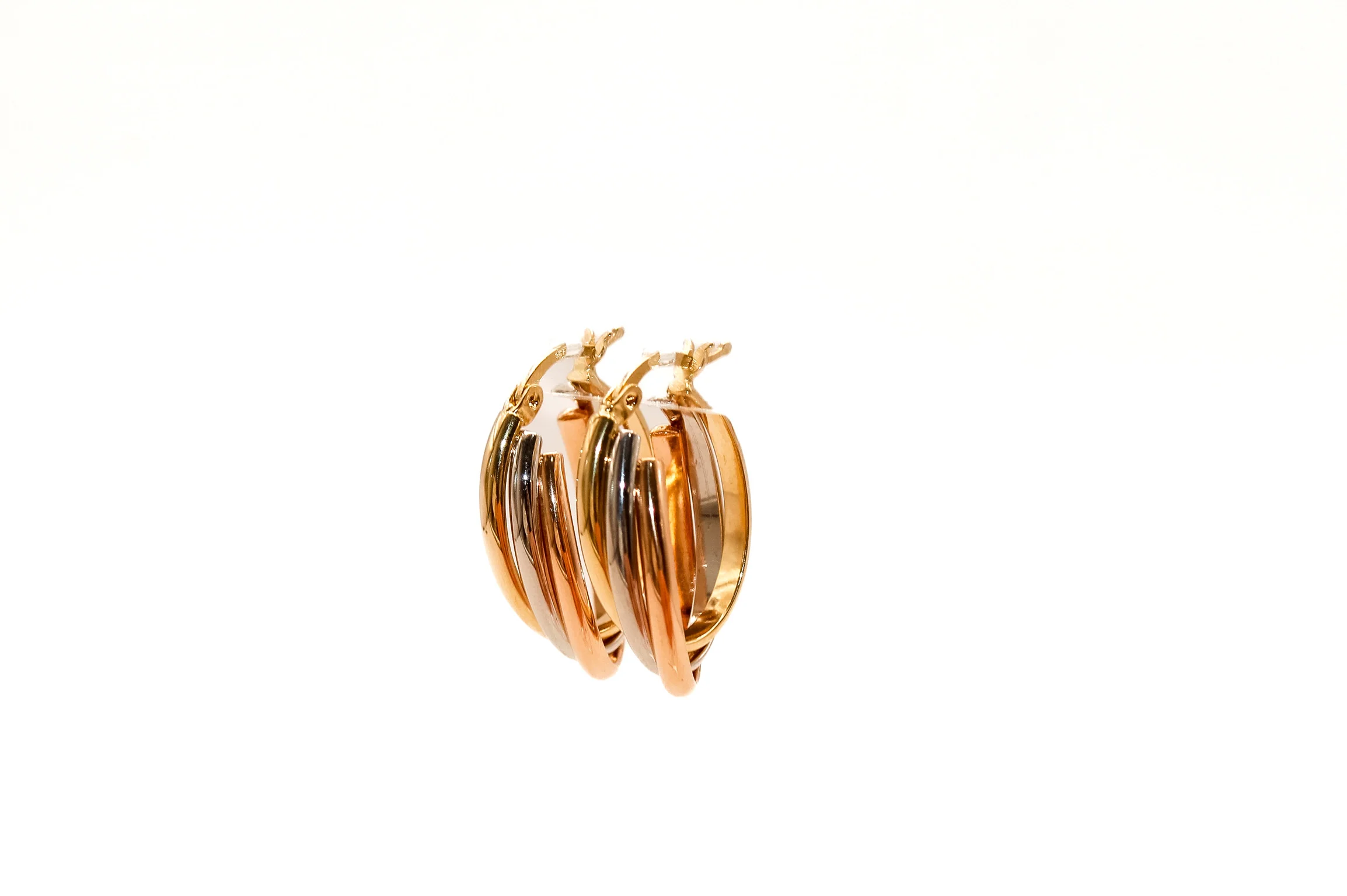 18K Gold Three Tone Earrings - Image 2