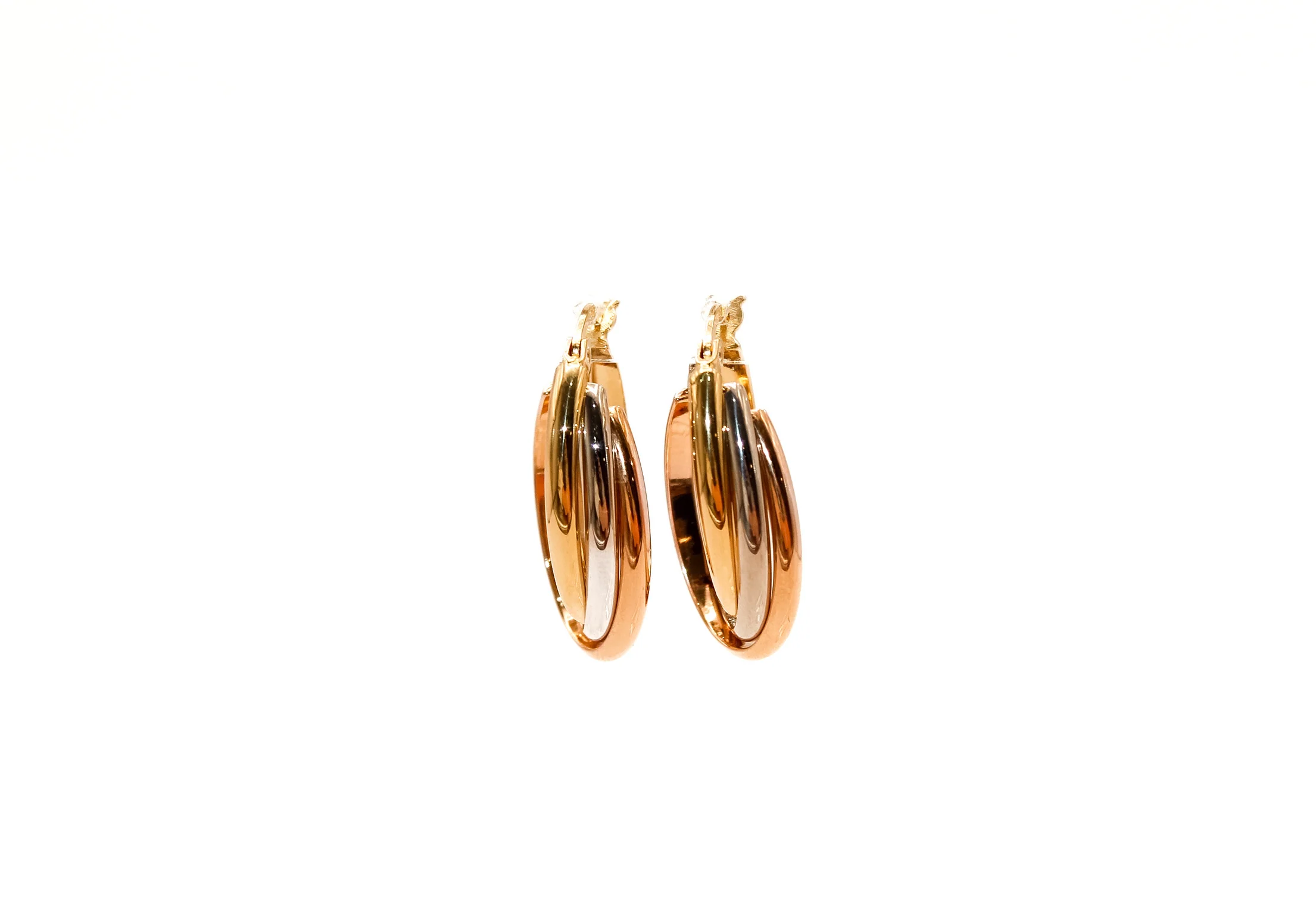 18K Gold Three Tone Earrings - Image 3