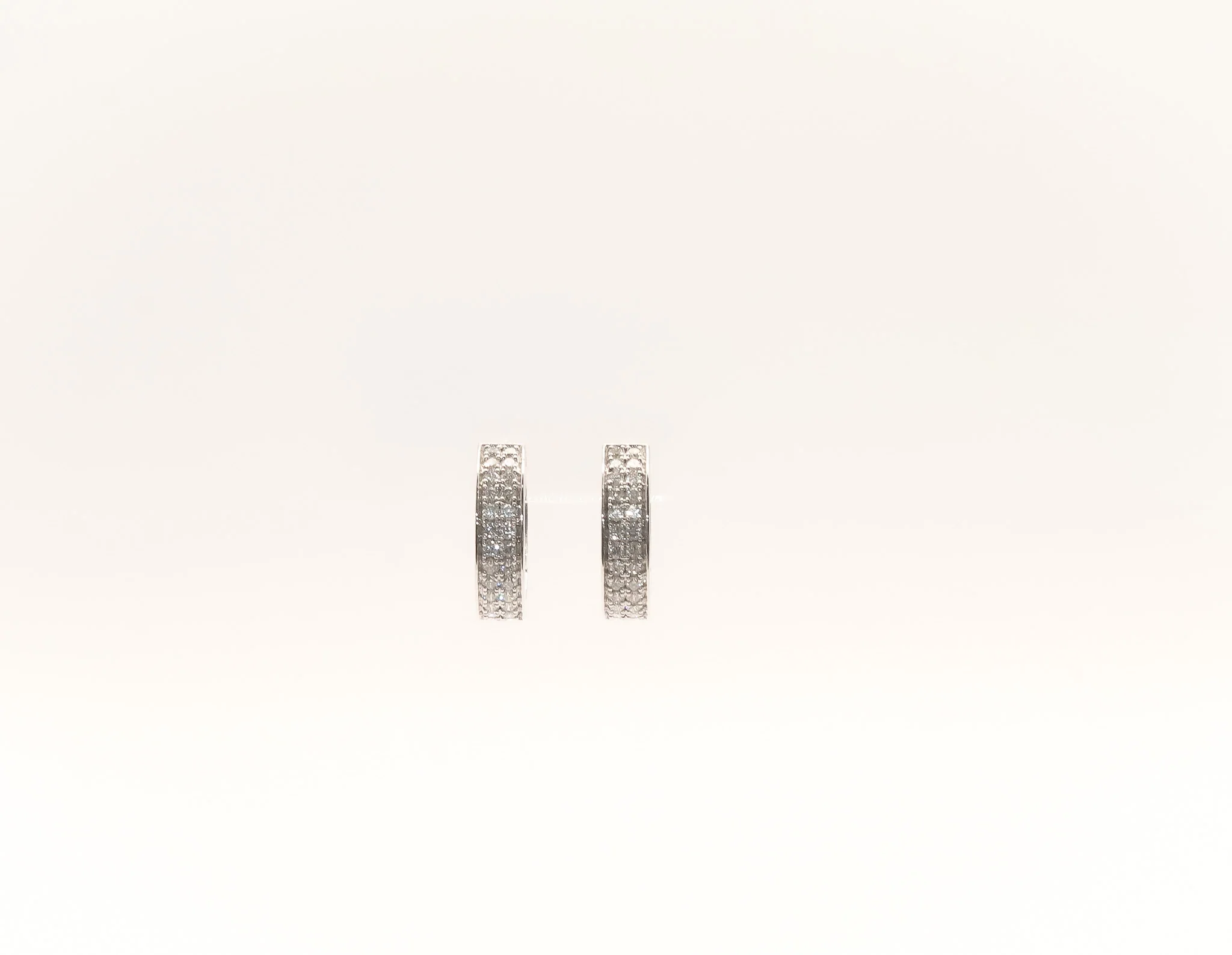 14K White Gold Diamond Huggies Earrings - Image 2