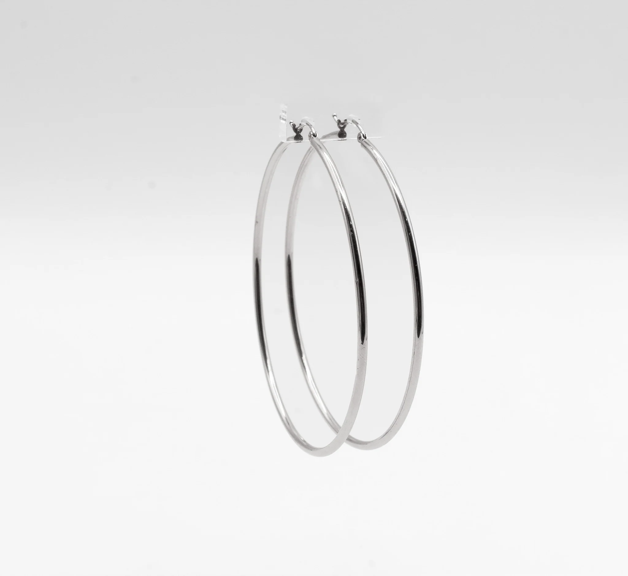 14K White Gold Hoop Earrings