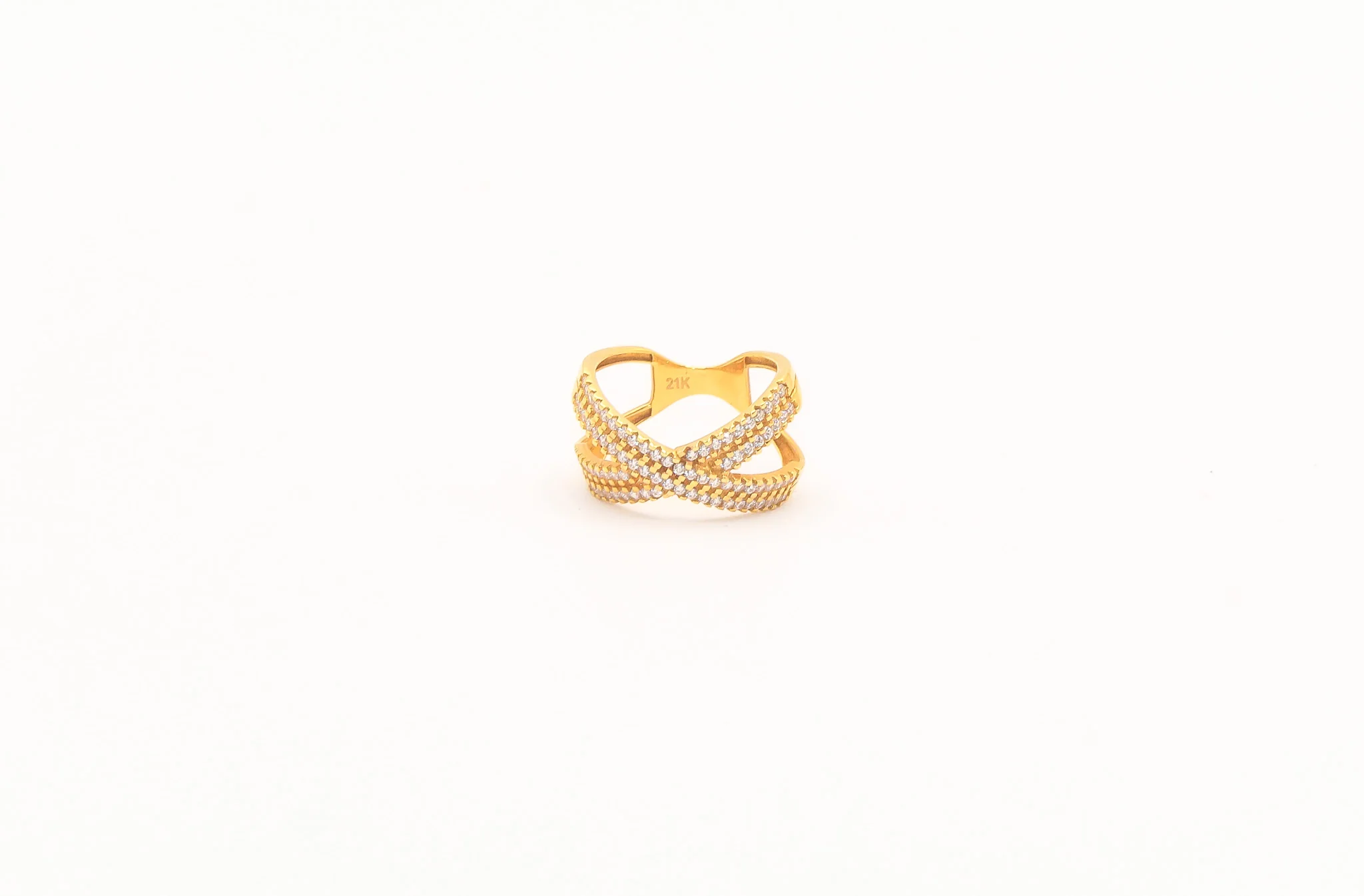 21K Gold Studded X Ring