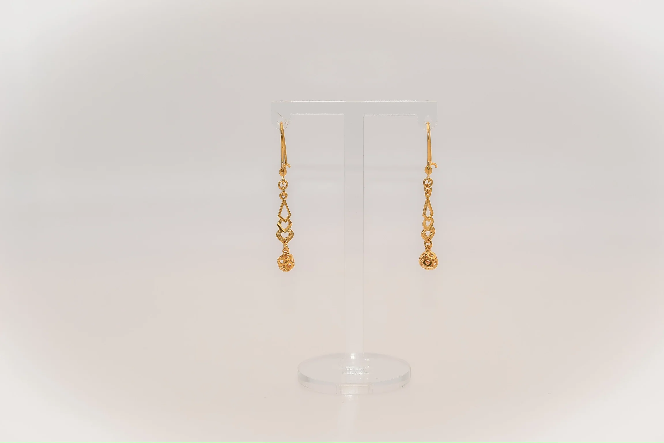 21K Gold Ball Dangle Earrings