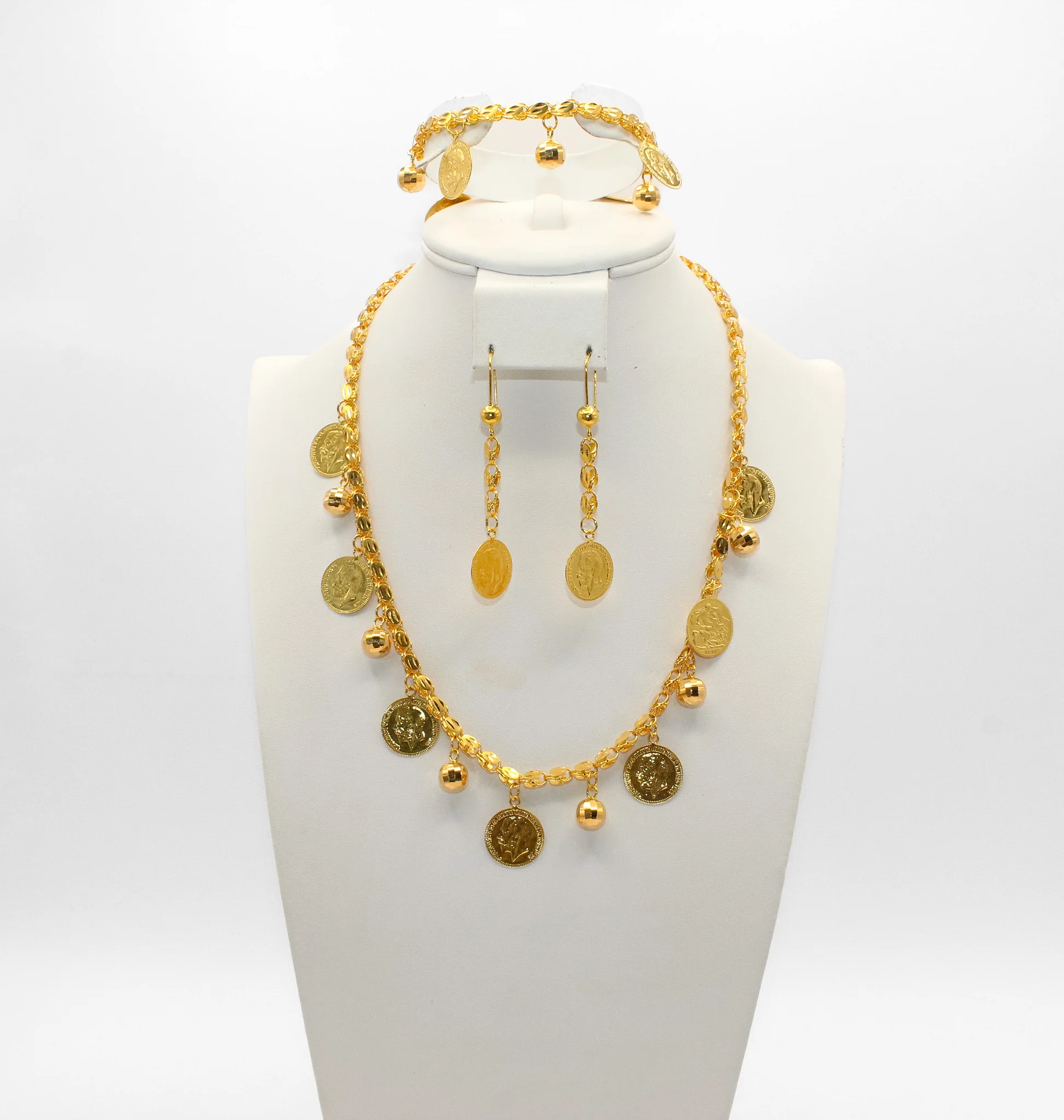21K Gold Charm Necklace Set