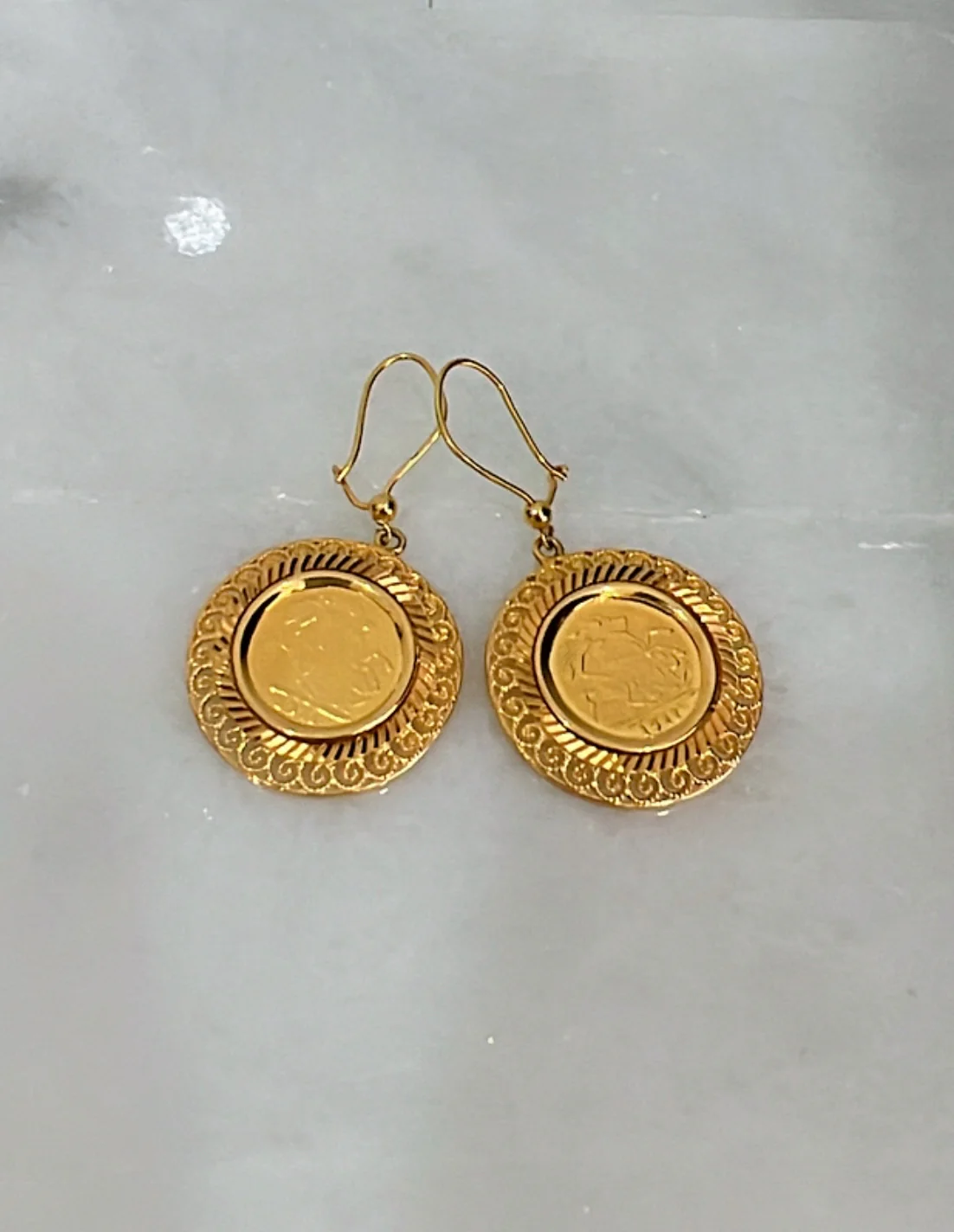 21K Gold Coin Earrings