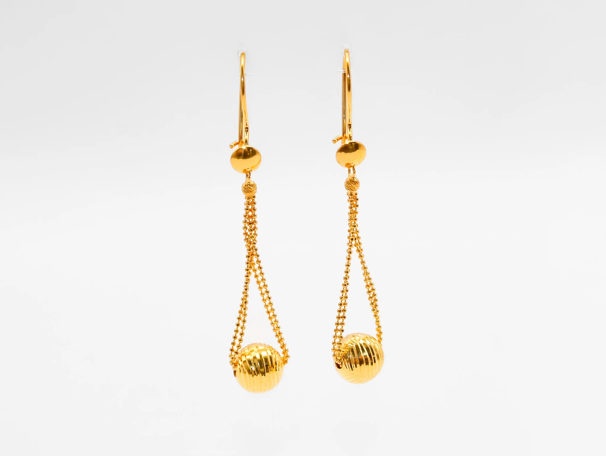 21K Gold Dangle Ball Earrings