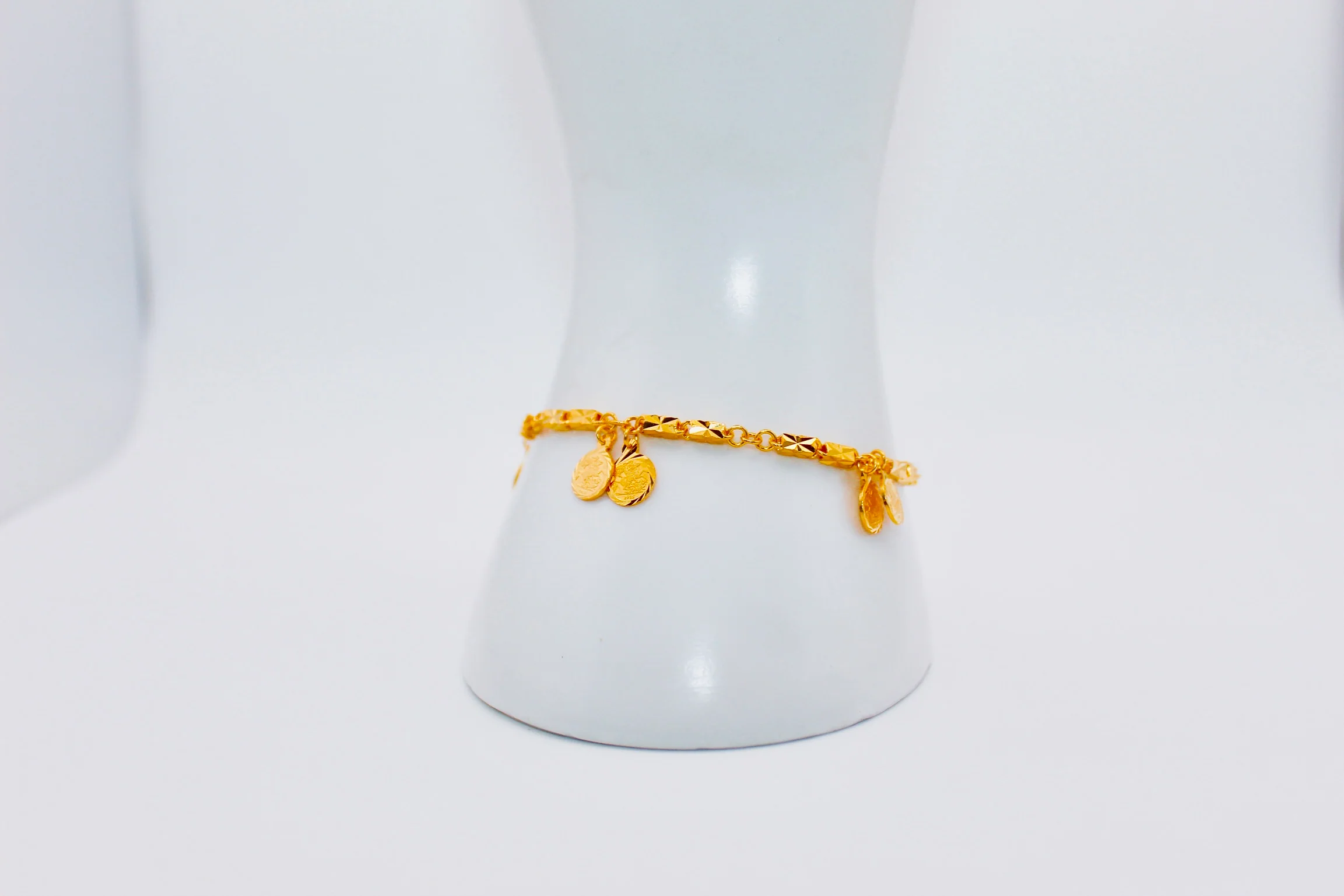 21K Gold English Mini Coin Charm Bracelet