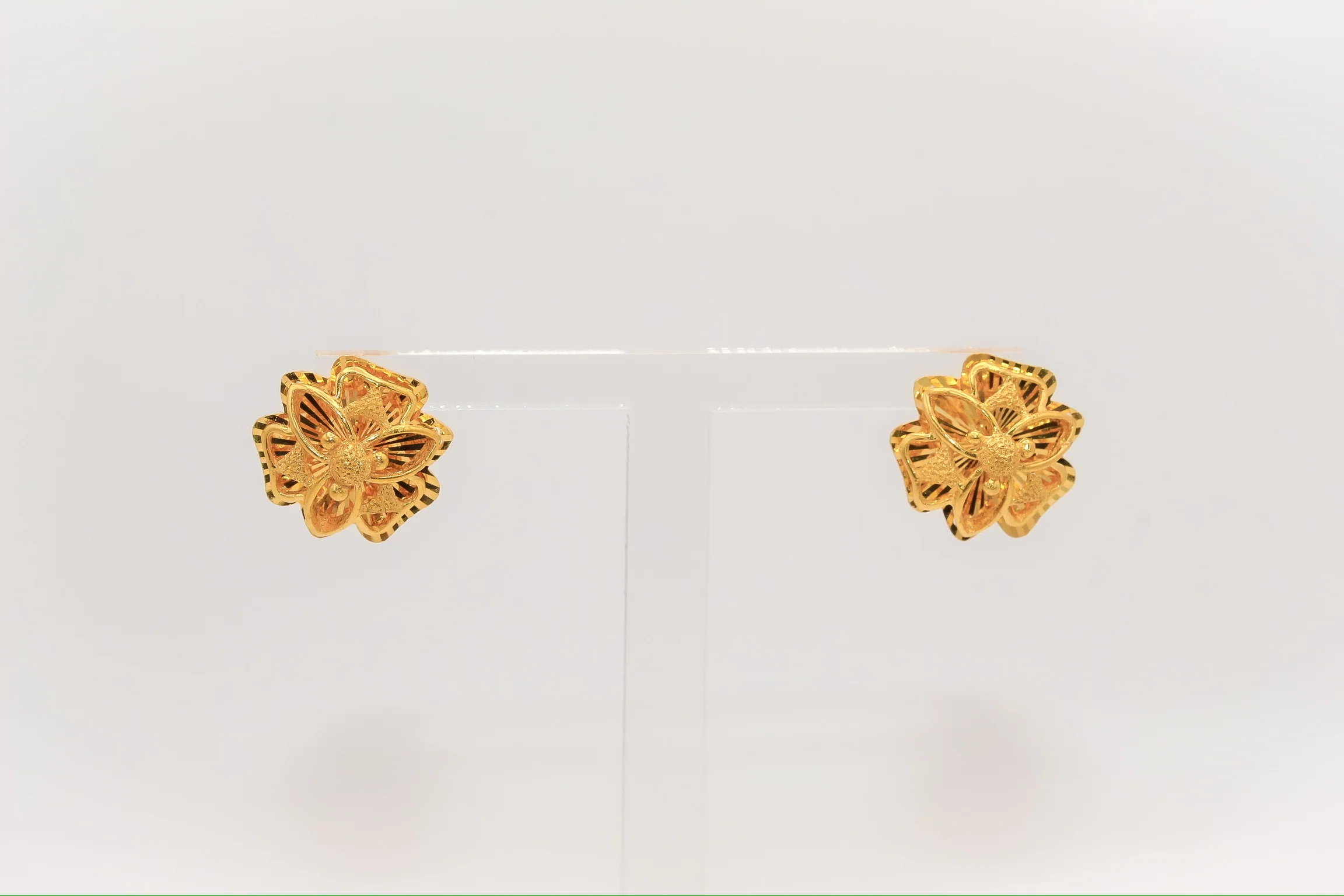 21K Gold Kids Flower Post Earrings
