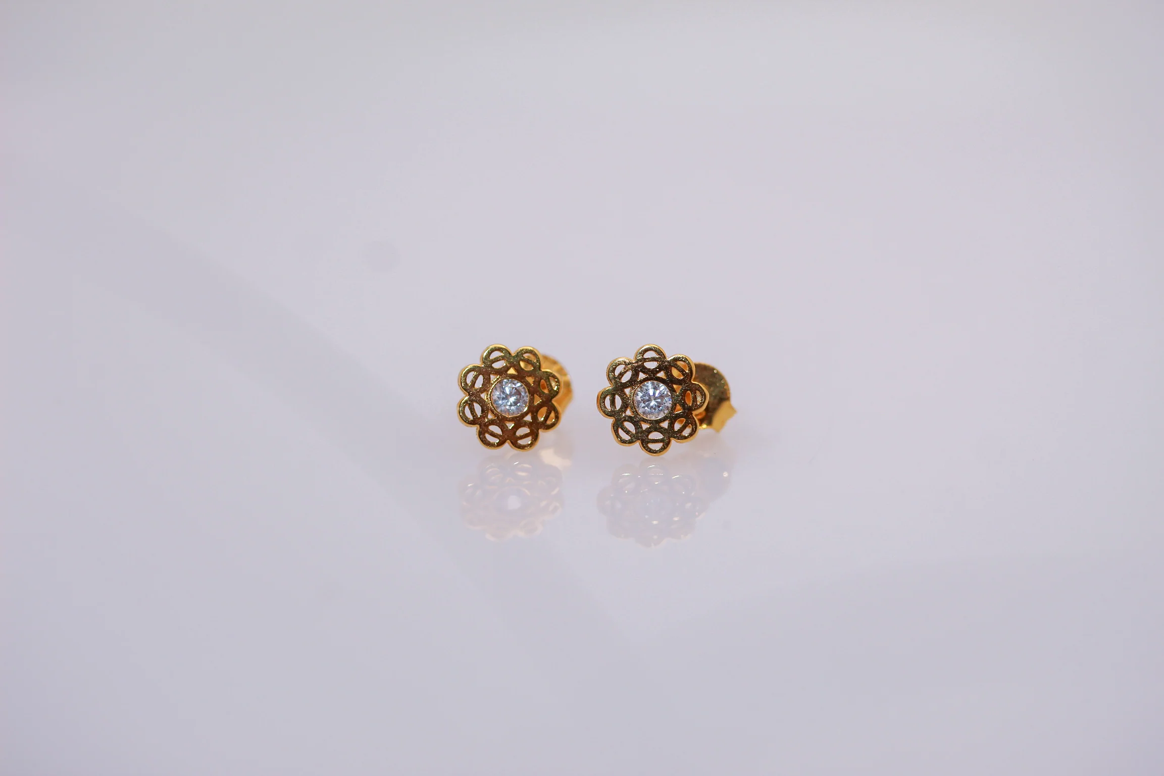 21K Gold Kids Flower Post Earrings