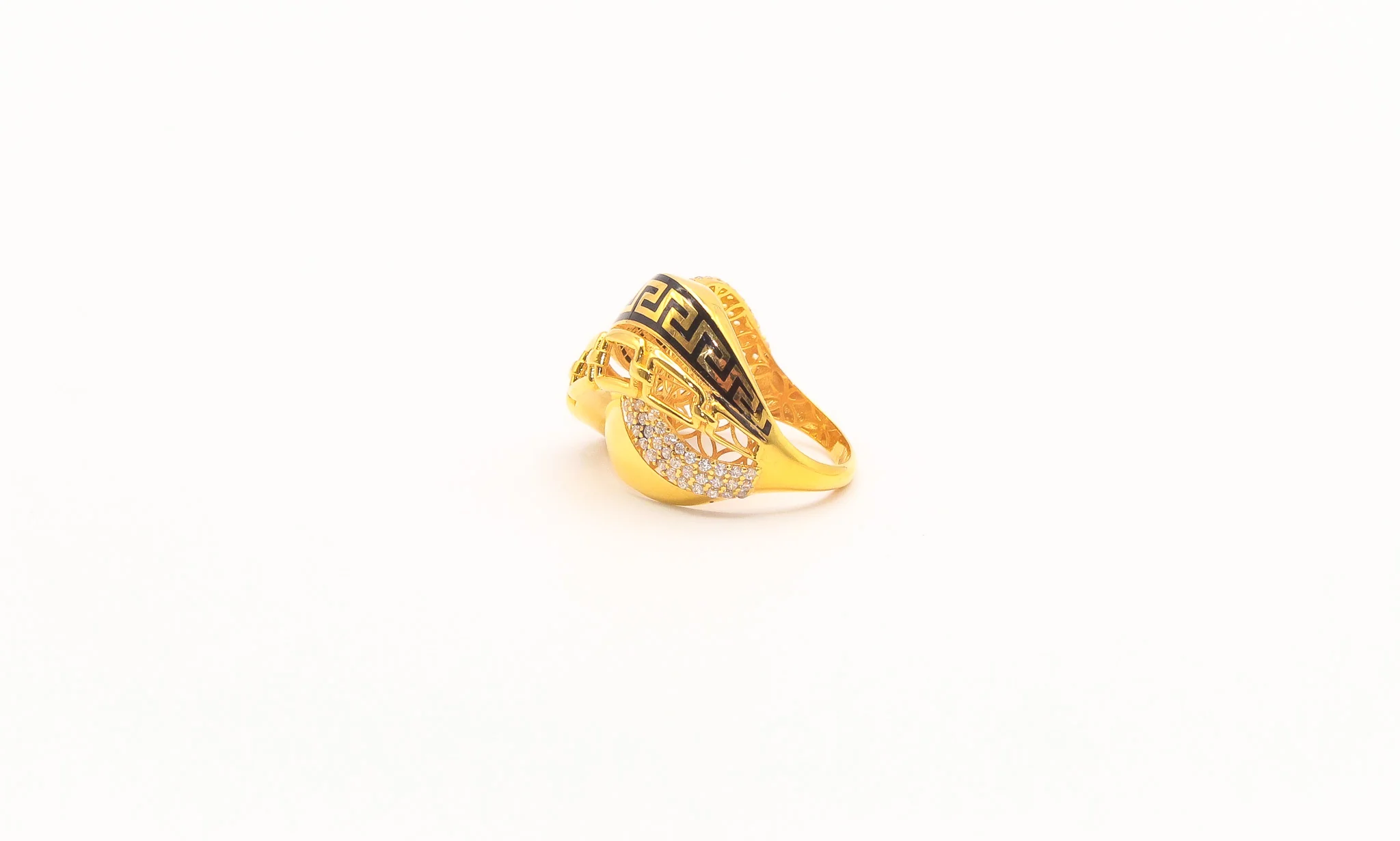 21K Gold Greek Key Ring - Image 2