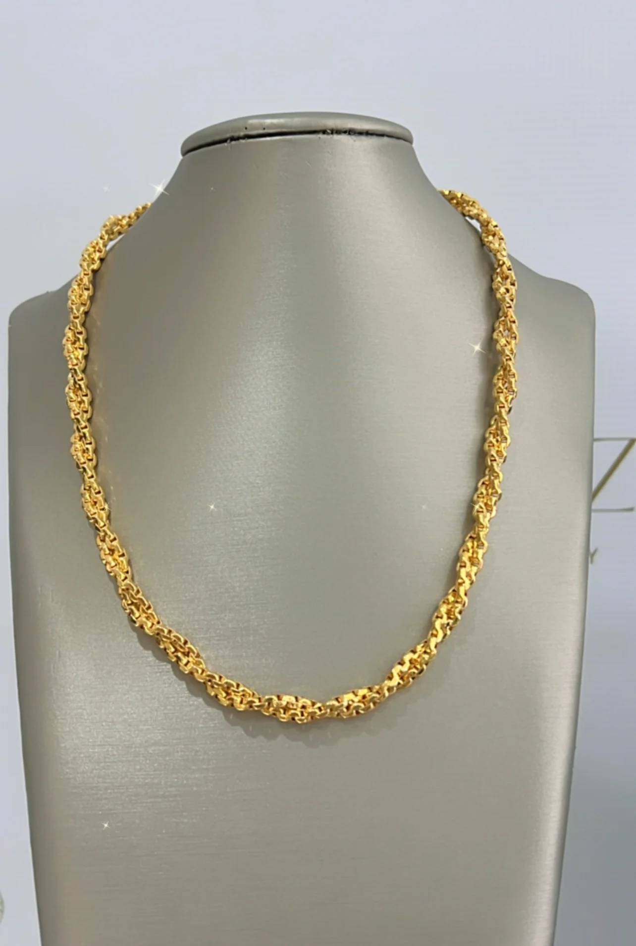 21K Gold Himo Twisted Link Necklace