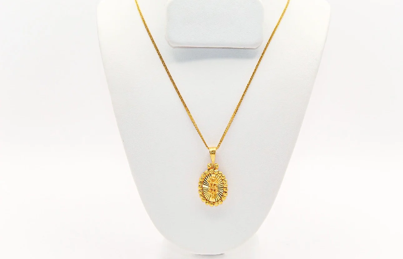 21K Gold Small Oval Himo Pendant