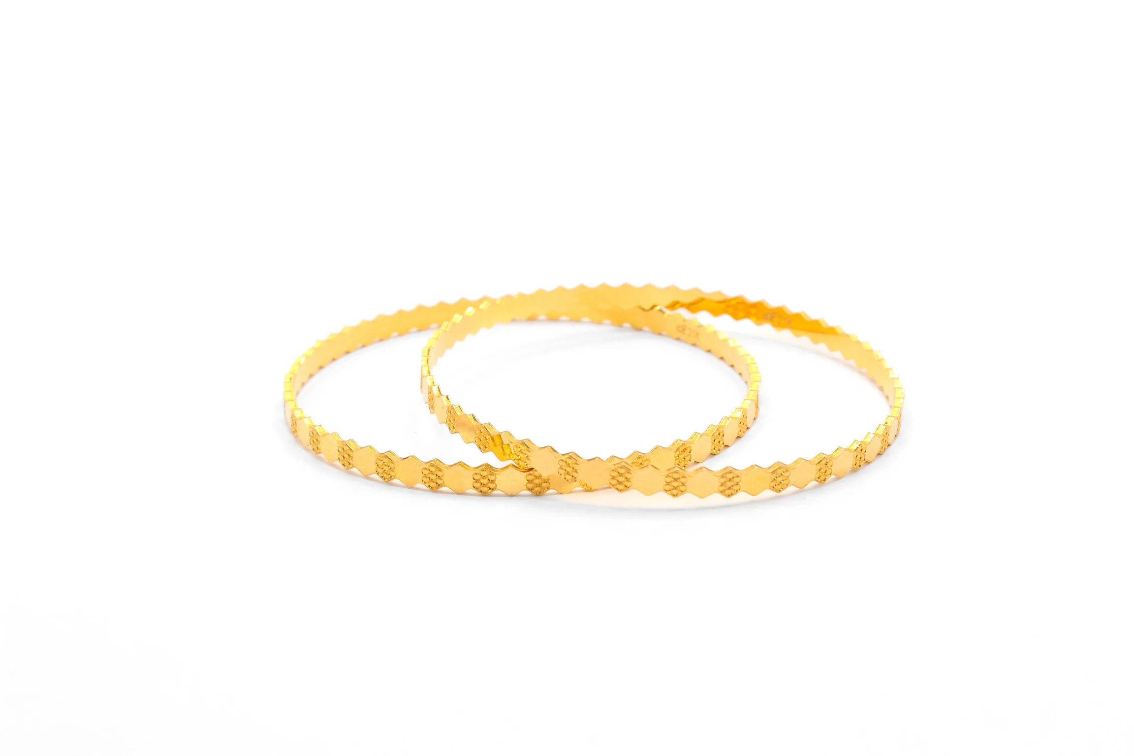 21K Gold Honey Comb Bangles - Image 2