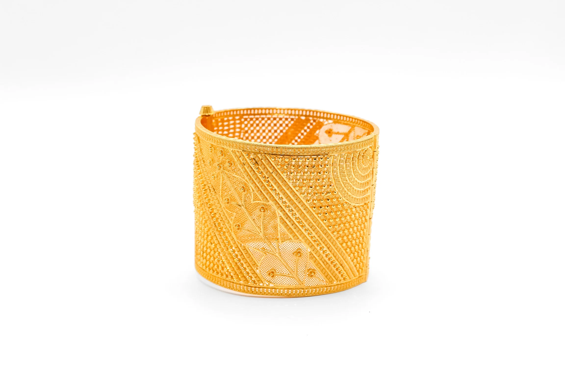 21K Gold Indian Style Large Wide Bangle - Image 2