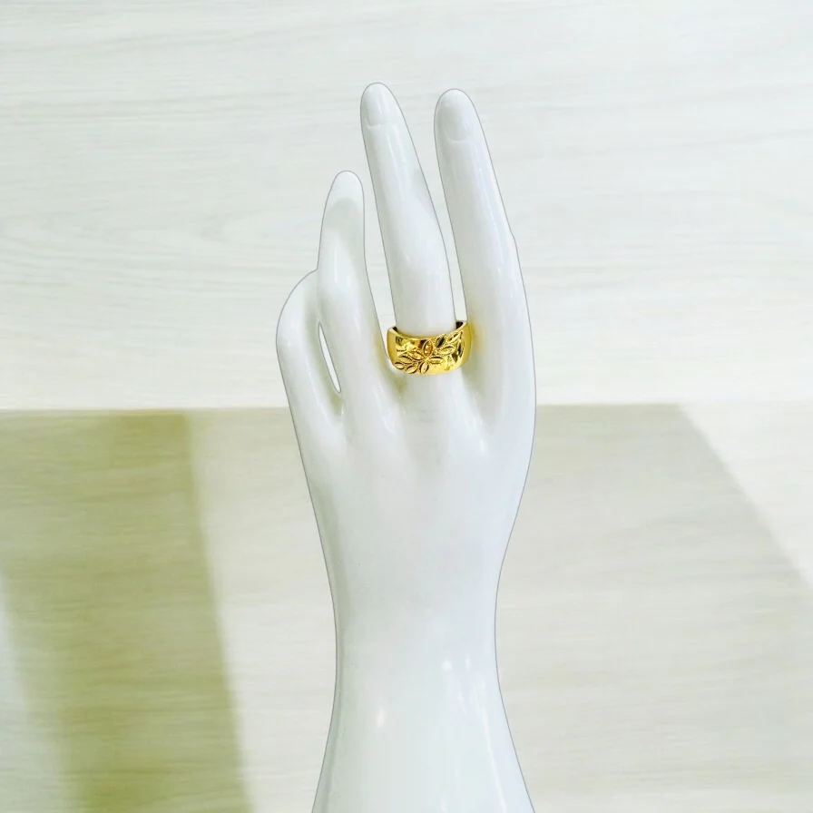 21K Gold Leaf Band Ring