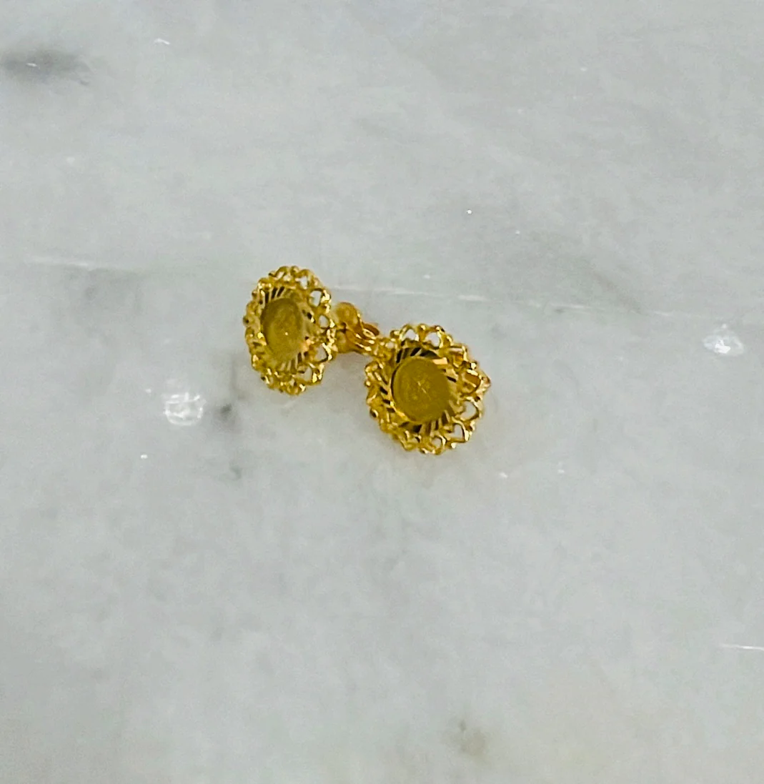 21K Gold Mini Coin Post Earrings - Image 2