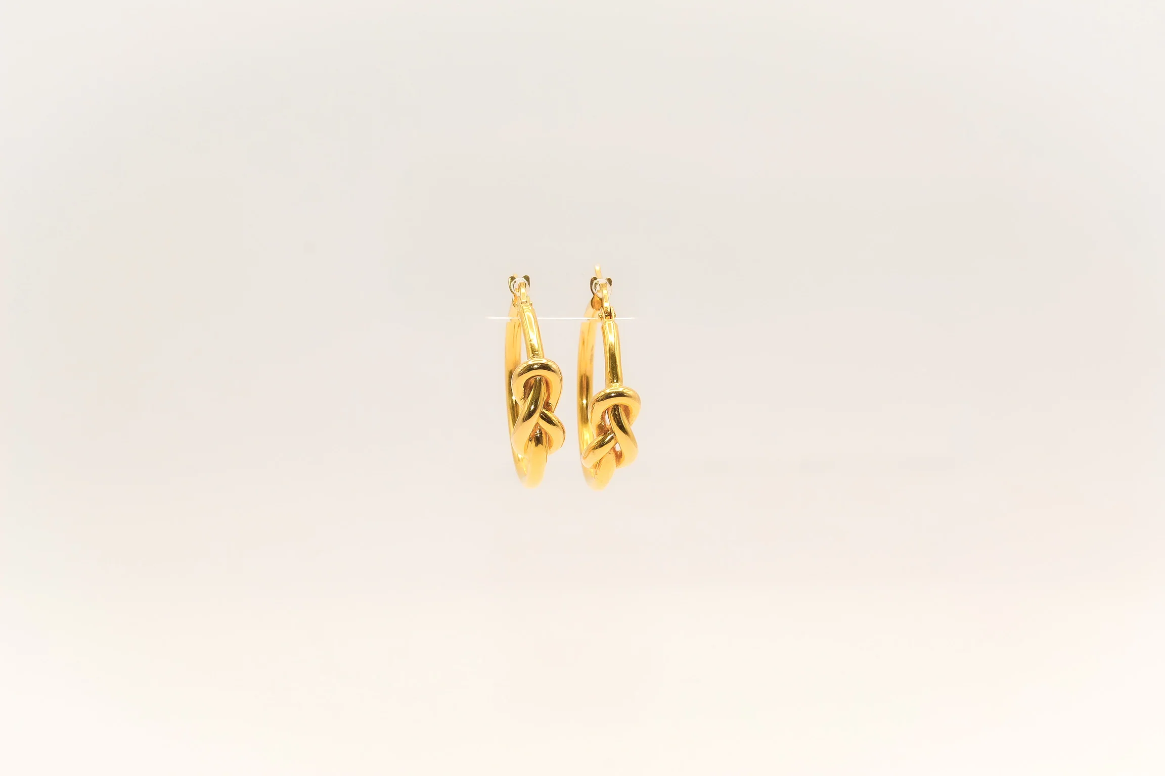 21K Gold Knot Hoop Earrings - Image 2