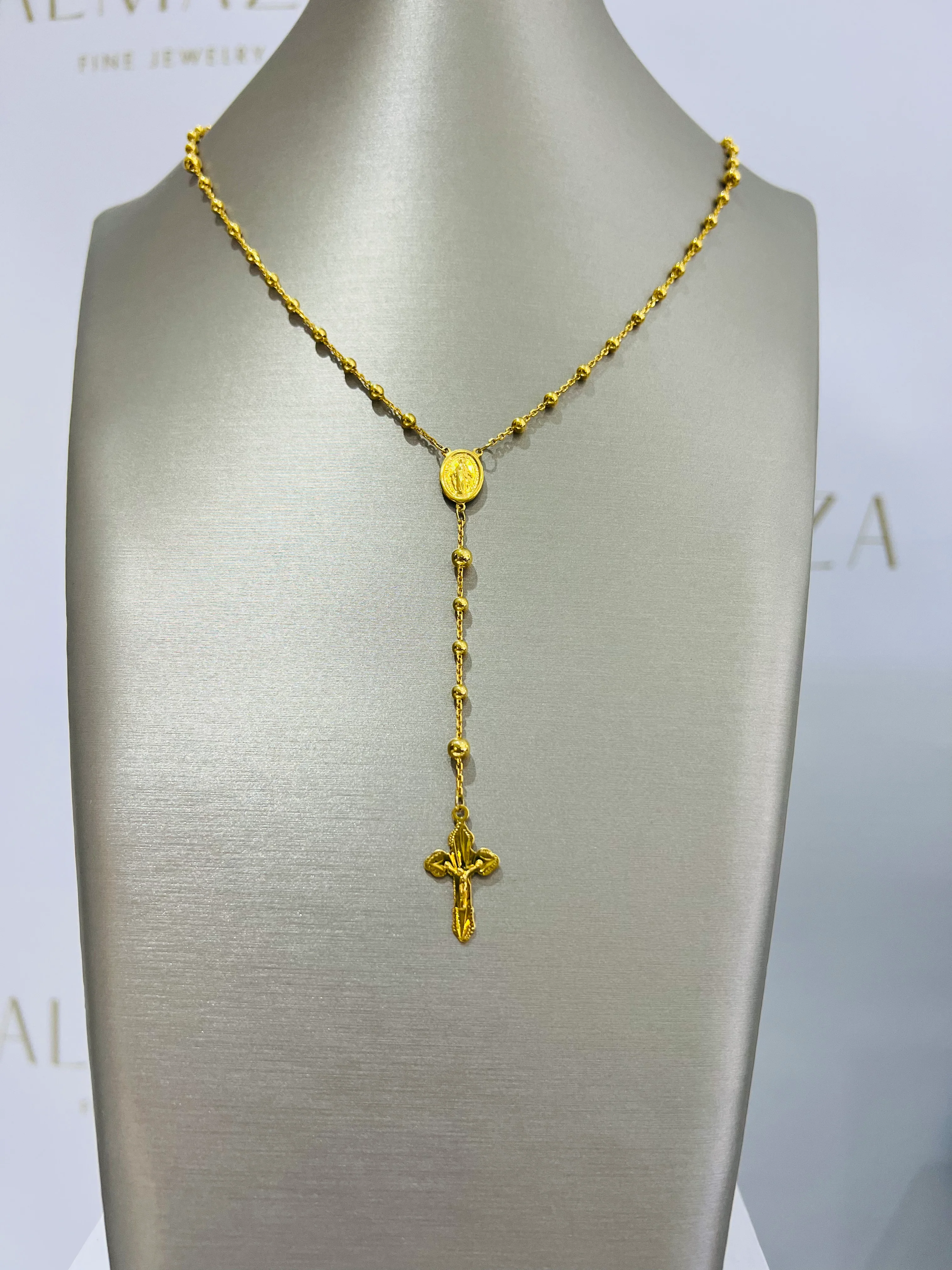21K Gold Rosary Necklace