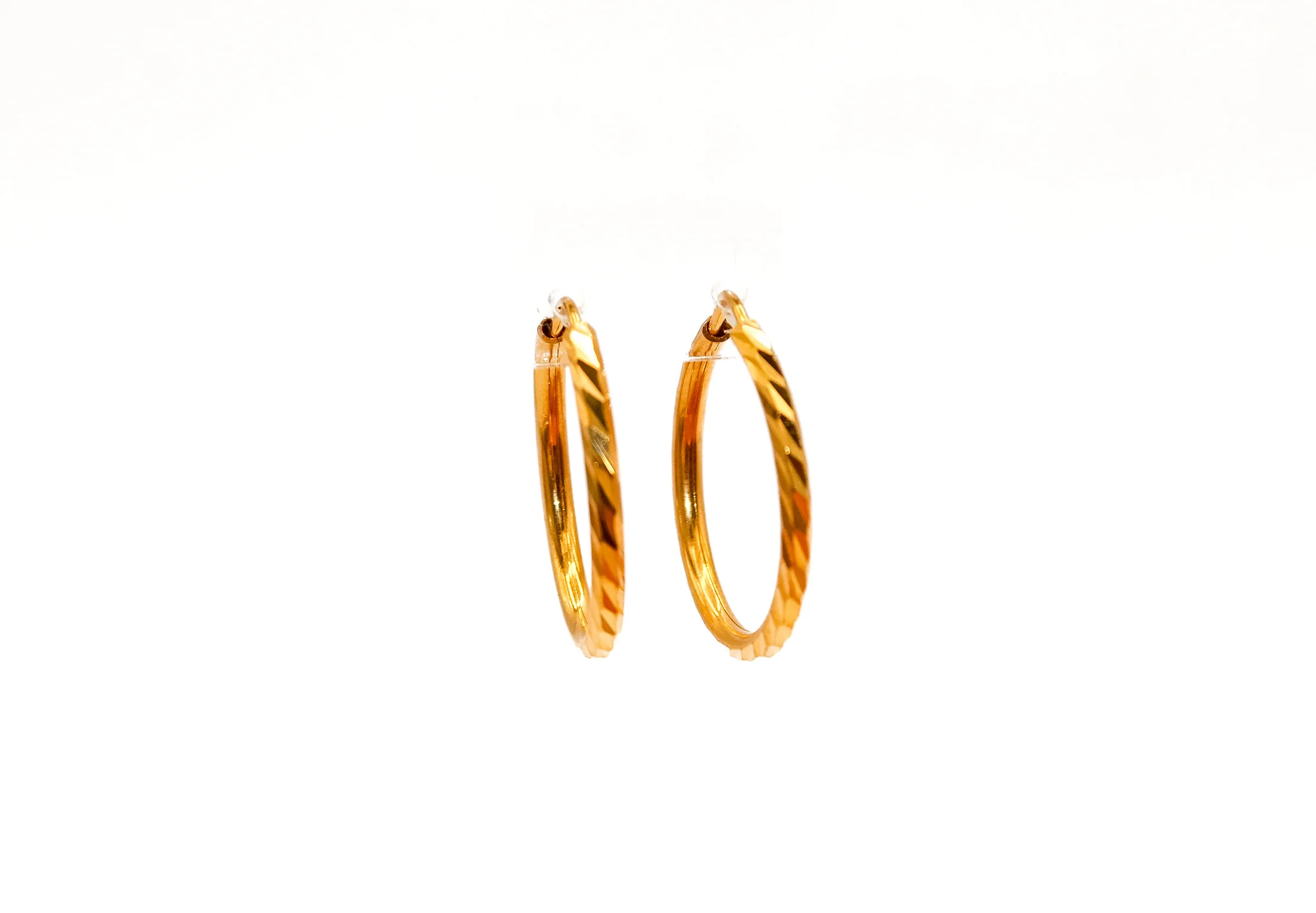 21K Gold Small Hoop Earrings - Image 3