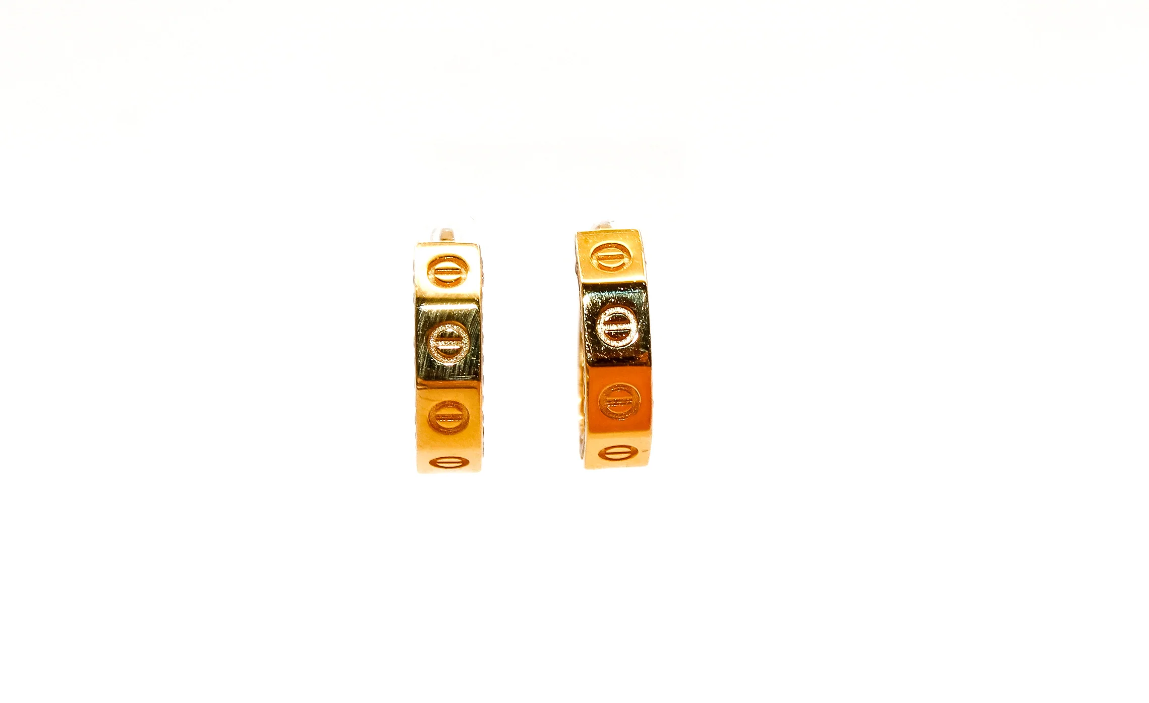21K Gold Small Huggies Earrings - Image 2