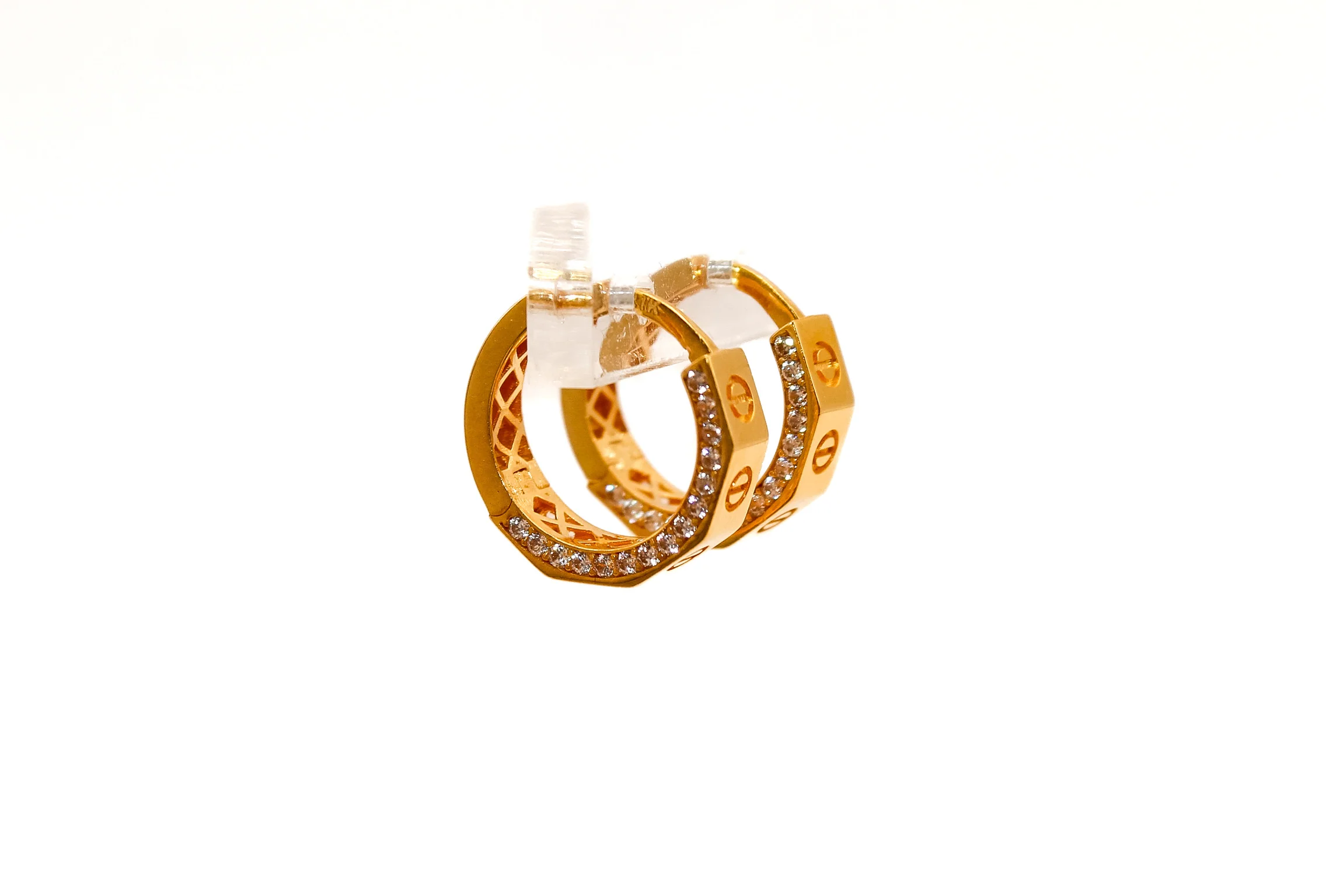 21K Gold Small Huggies Earrings - Image 3