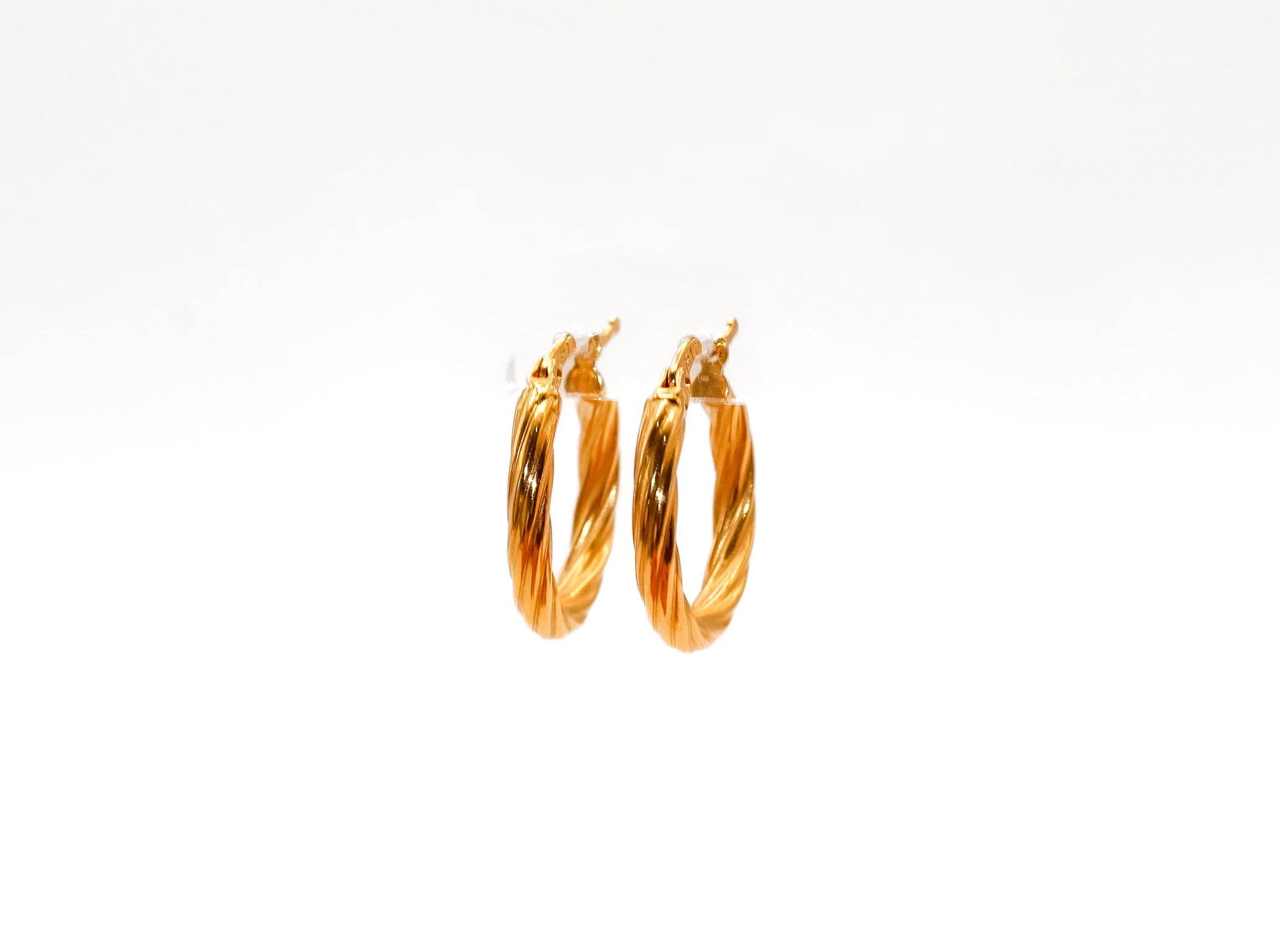 21K Gold Small Rope Hoop Earrings