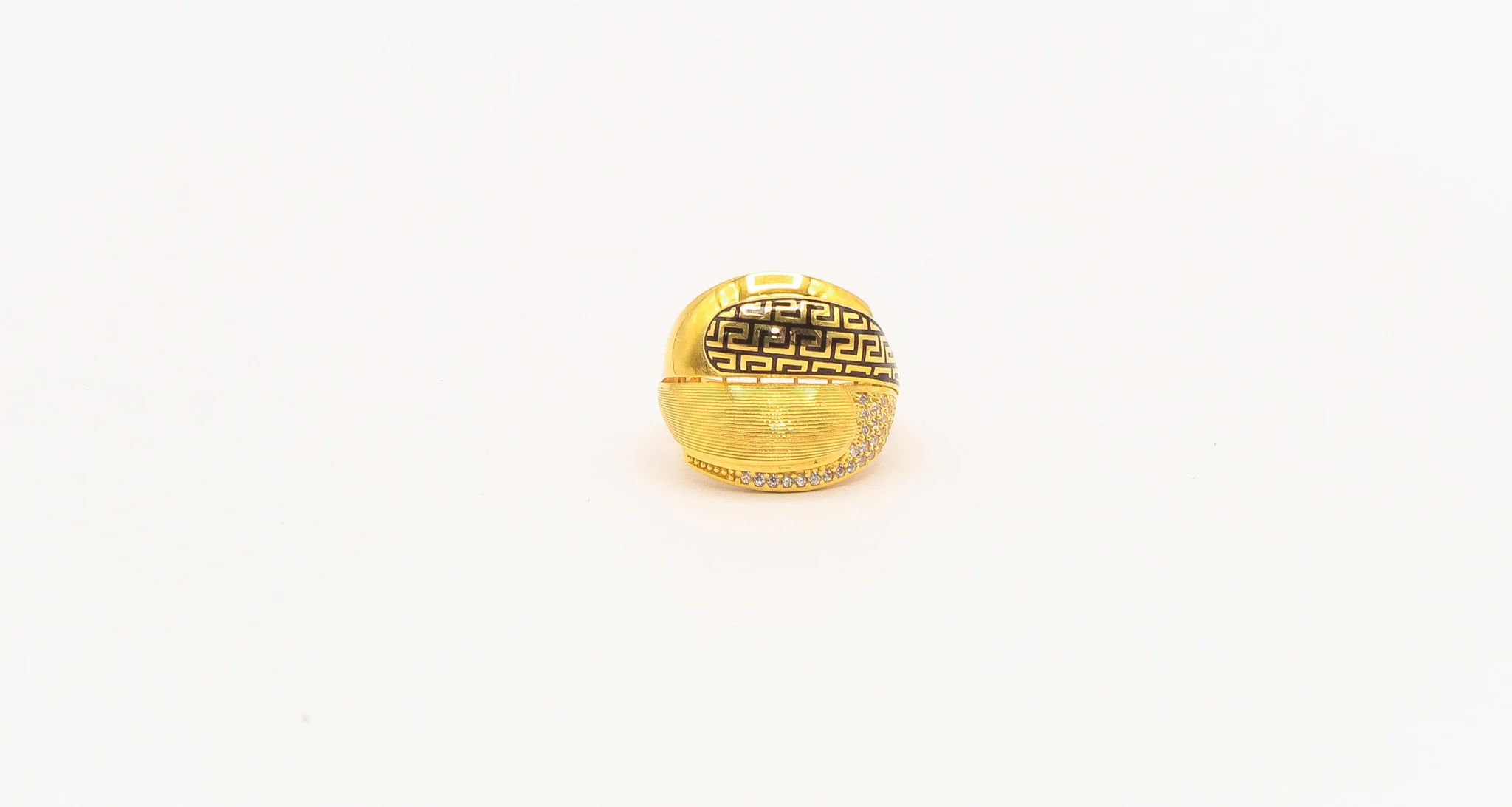 21K Gold Studded Greek Key Ring