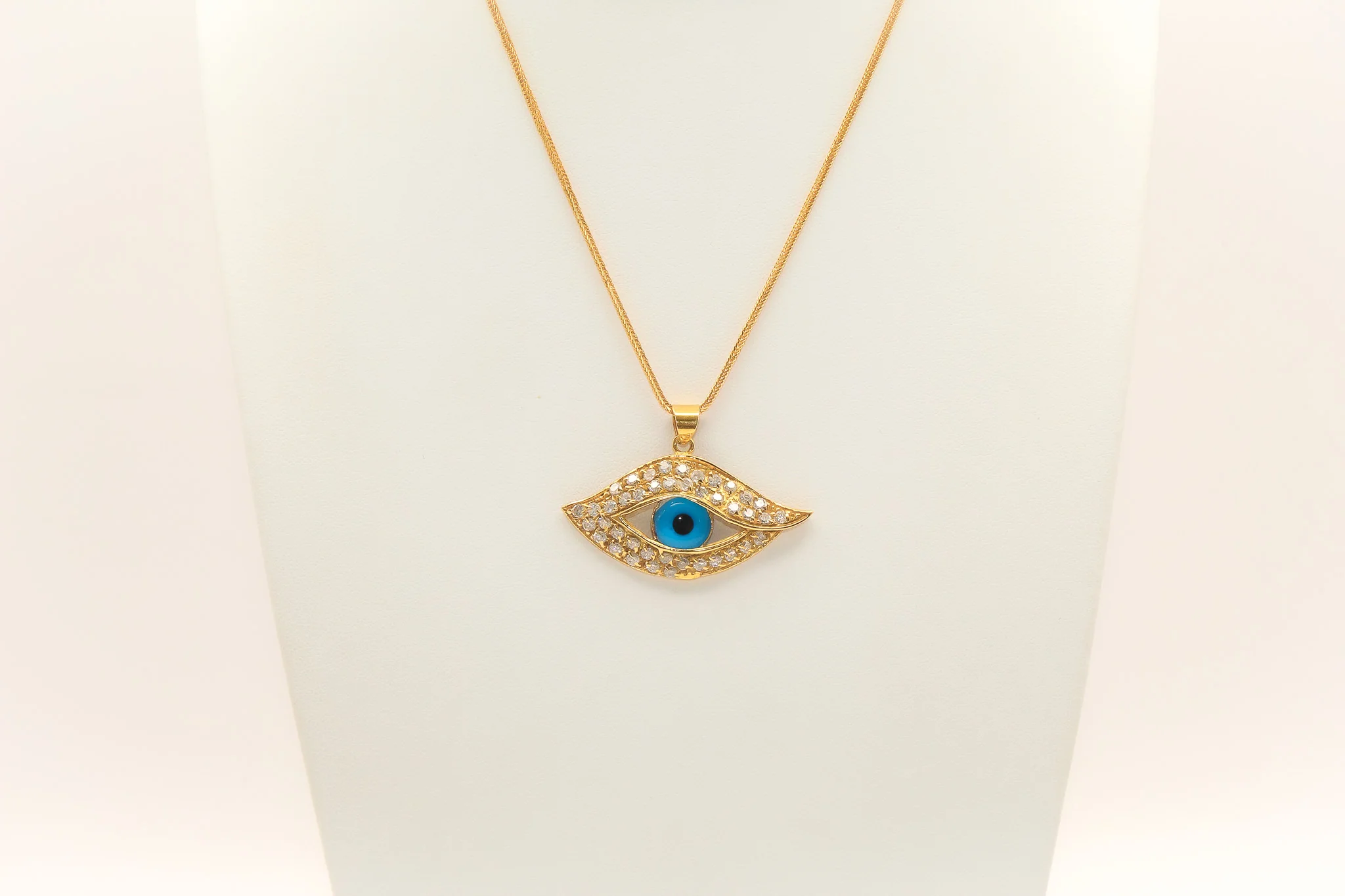21K Gold Studded Evil Eye Necklace
