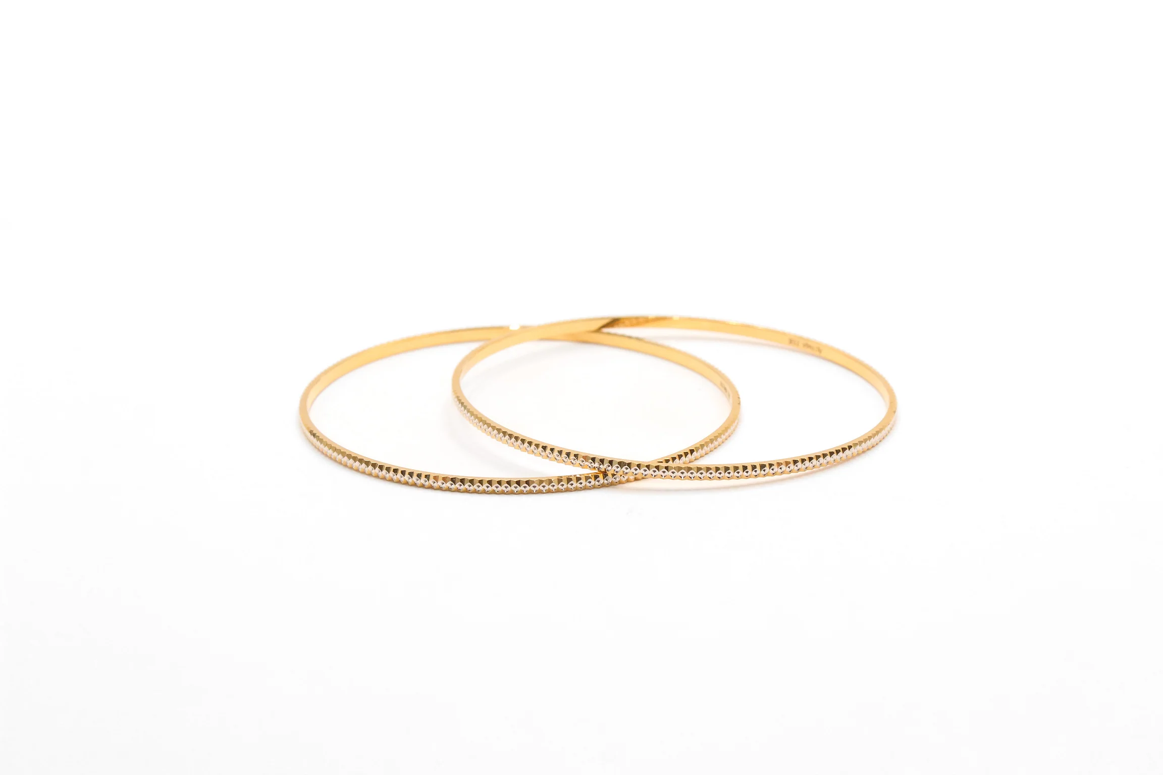 21K Gold Thin Two Tone Bangles - Image 2