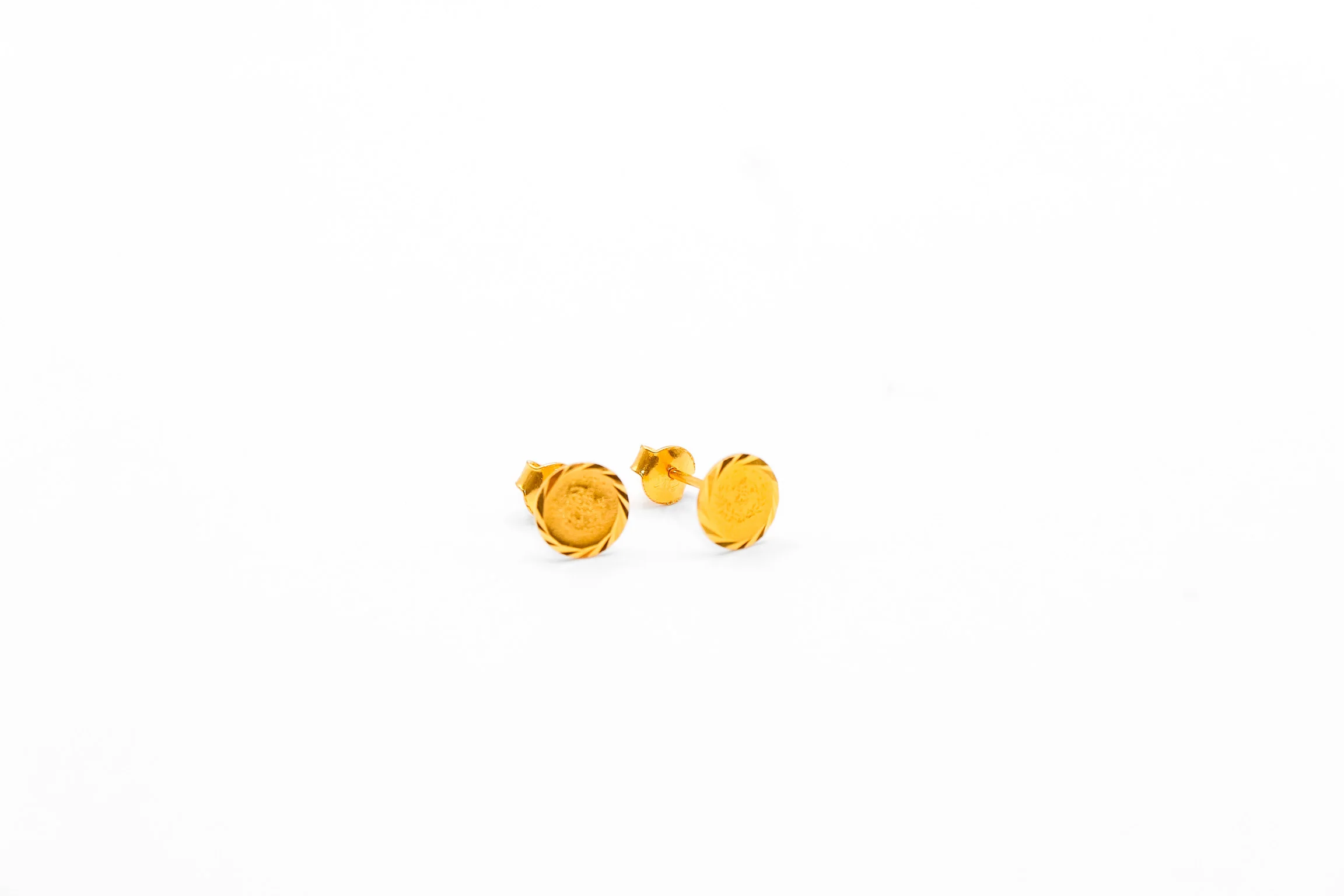 21K Gold Turkish Coin Mini Post Earrings - Image 2