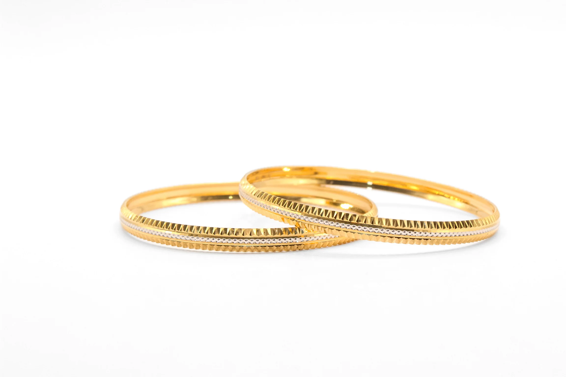 21K Gold Two Tone Large Bangles