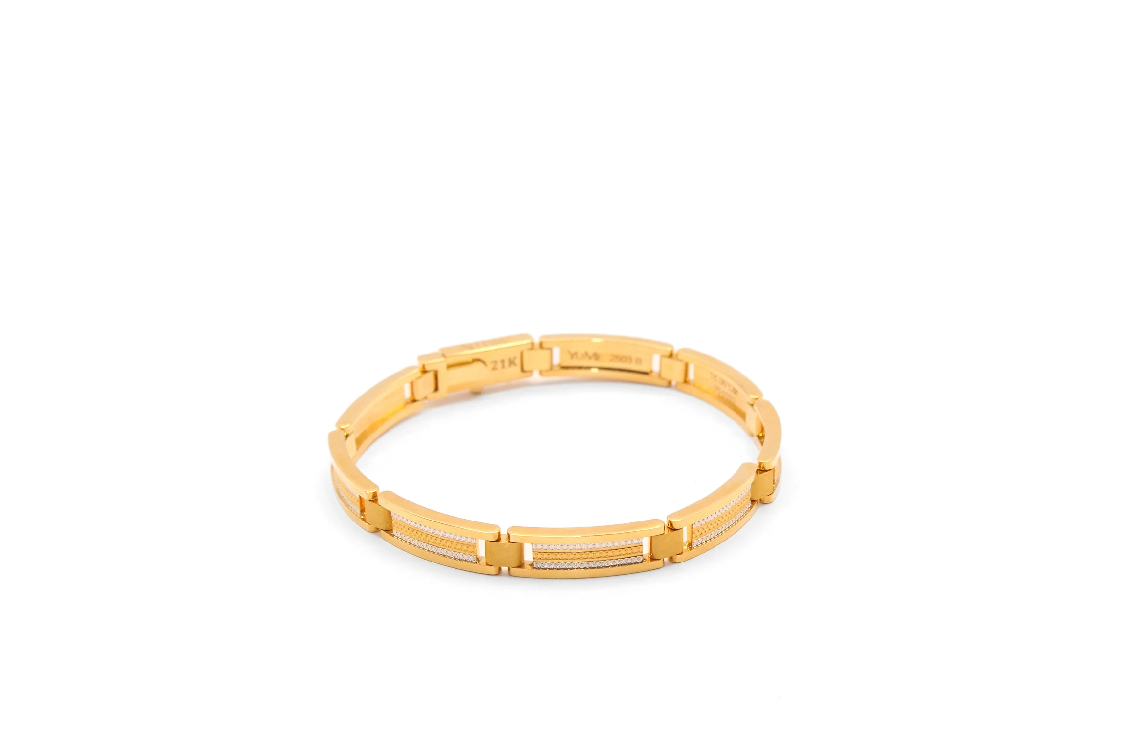 21K Gold Two Tone Solid Bracelet - Image 2