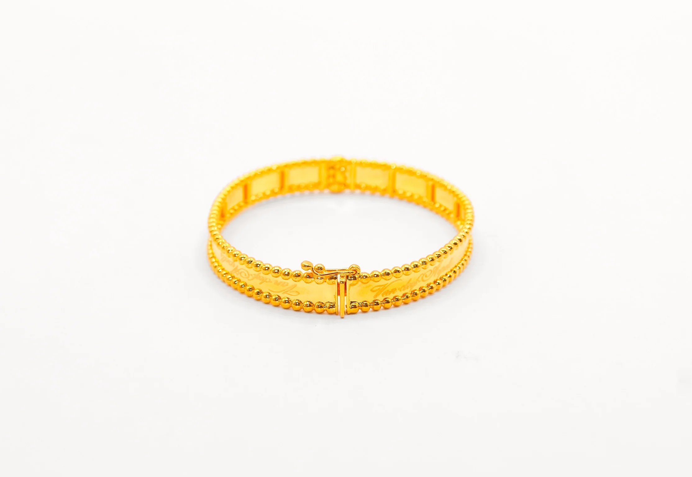 21K Gold Beaded Bangle Bracelet - Image 2