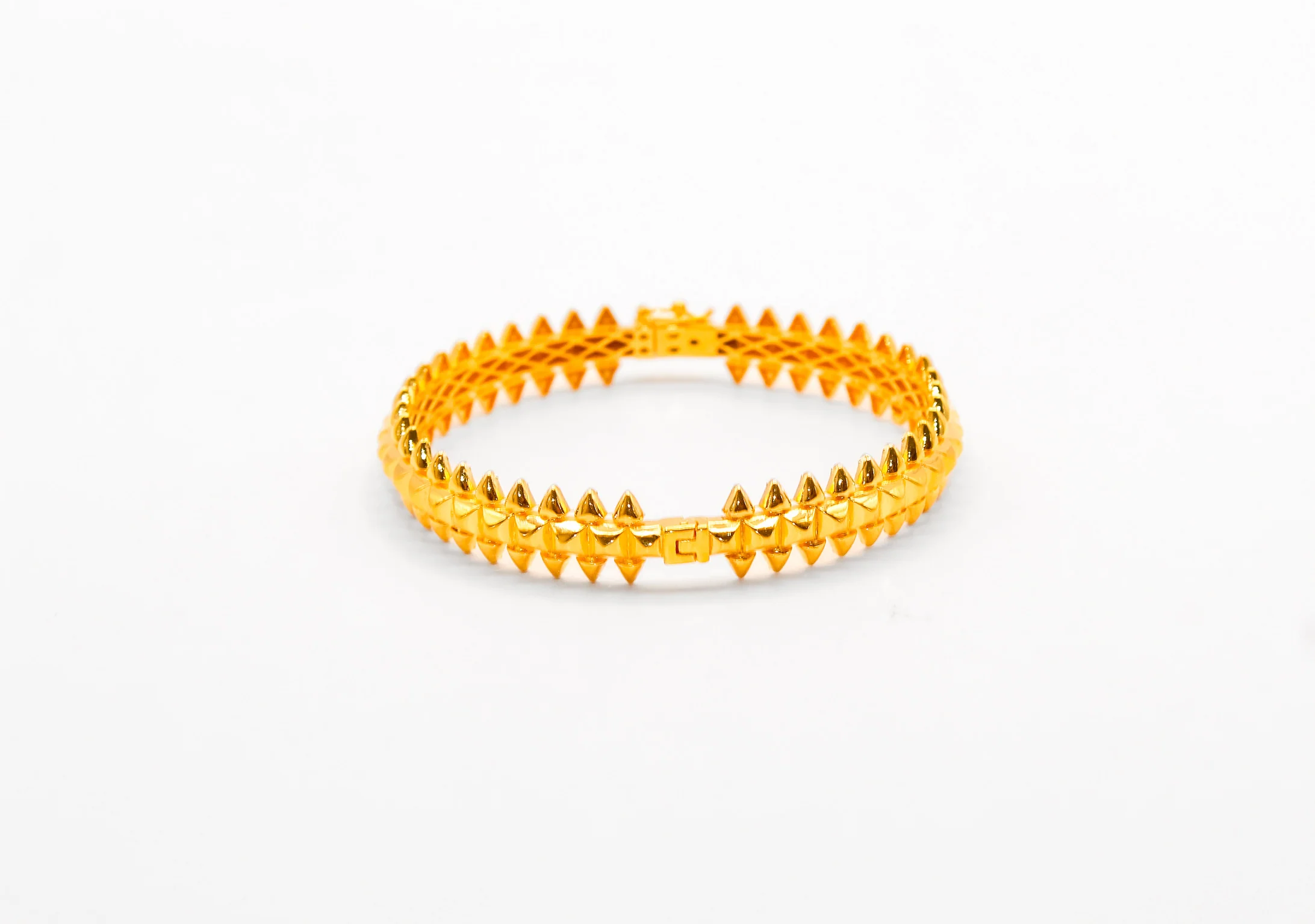 21K Gold Spiked Bangle Bracelet - Image 2